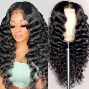 Deep Wave Lace Front Wigs Human Hair 200 Density Glueless Wigs for Women 13x4 HD Transparent Lace Front Wigs Pre Plucked with Baby Hair (22 Inch, Deep Wave Wigs)
