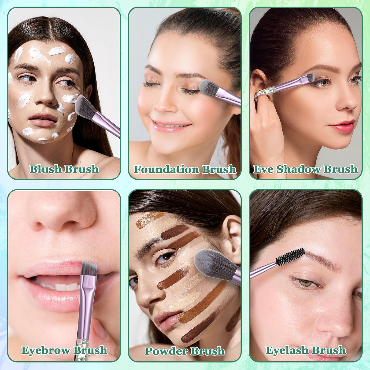 15Pcs Grey Makeup Brushes Set, Glitter Crystal Cute Makeup Brush Eye Shadow Brushes Kit Professional Face Foundation Concealer Liquid Make up Beauty Eyeliner Lip Cosmetic Brush Set for Women - Image 3