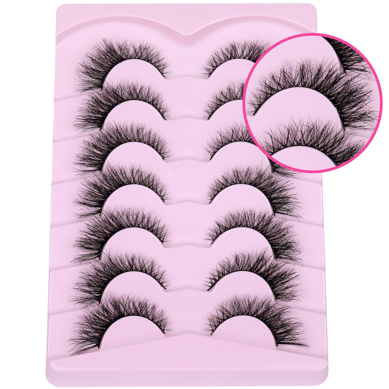 Lashes Natural Look Cat Eye False Eyelashes Wispy Fox Eye Lashes Wispy 15mm 6D Volume Strip Fake Eyelash Extension Look by PHKERATA, 7 Pairs Pack - Image 6