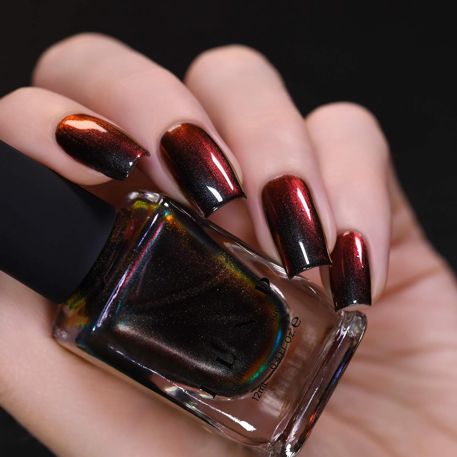 ILNP Eclipse - Black to Red Ultra Chrome Nail Polish - Image 3