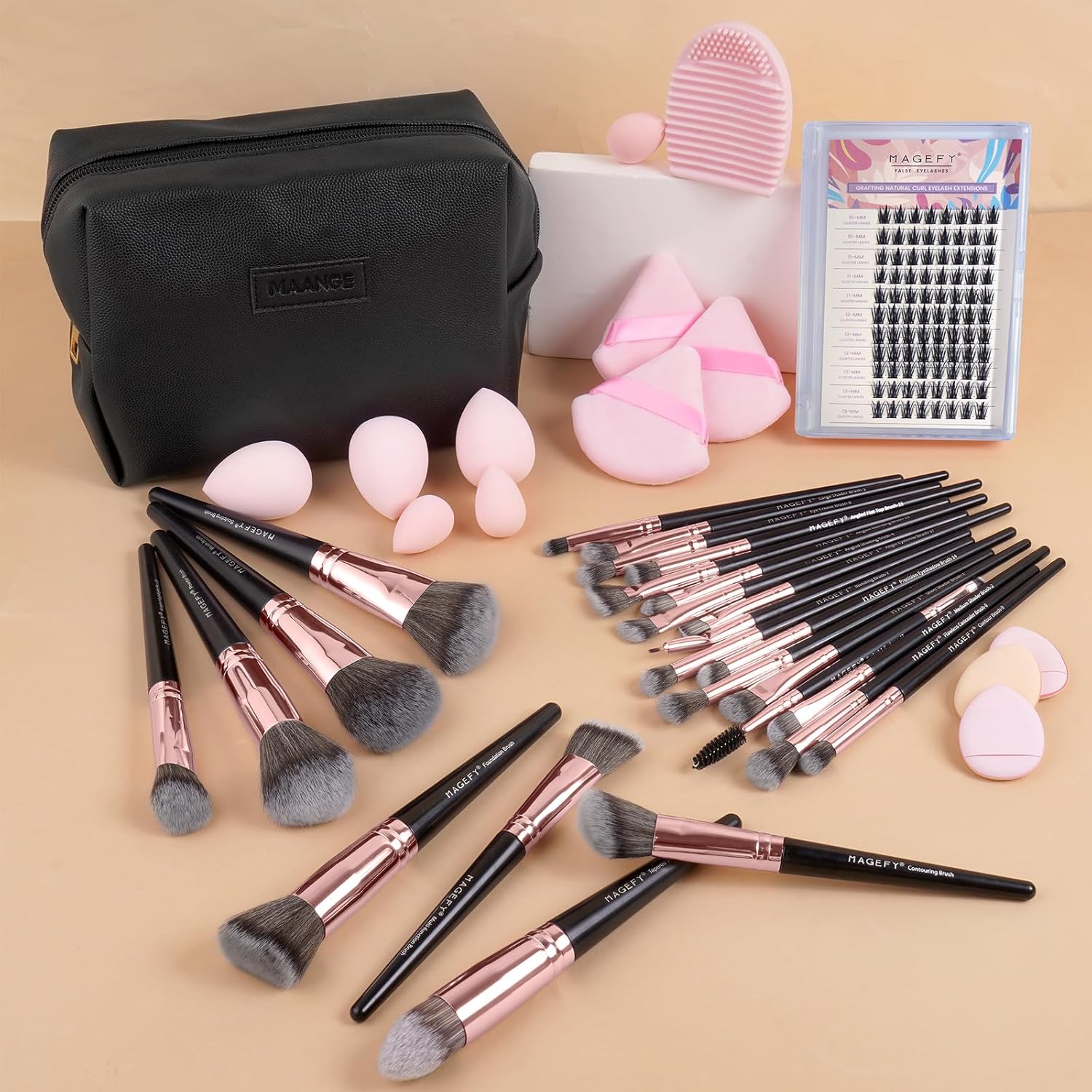 MAGEFY Makeup Brush Set 40 Pcs Makeup Tool Set Premium Synthetic Foundation Powder Concealers Eye shadows Blush Makeup Brushes(Black) - Image 2