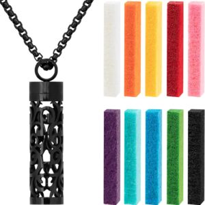 Essential Oil Necklace for Women, Aromatherapy Necklace Diffuser, Women's/Men's Fragrance Diffuser Pendant Birthday, Christmas and Valentine's Day Gifts (Black)