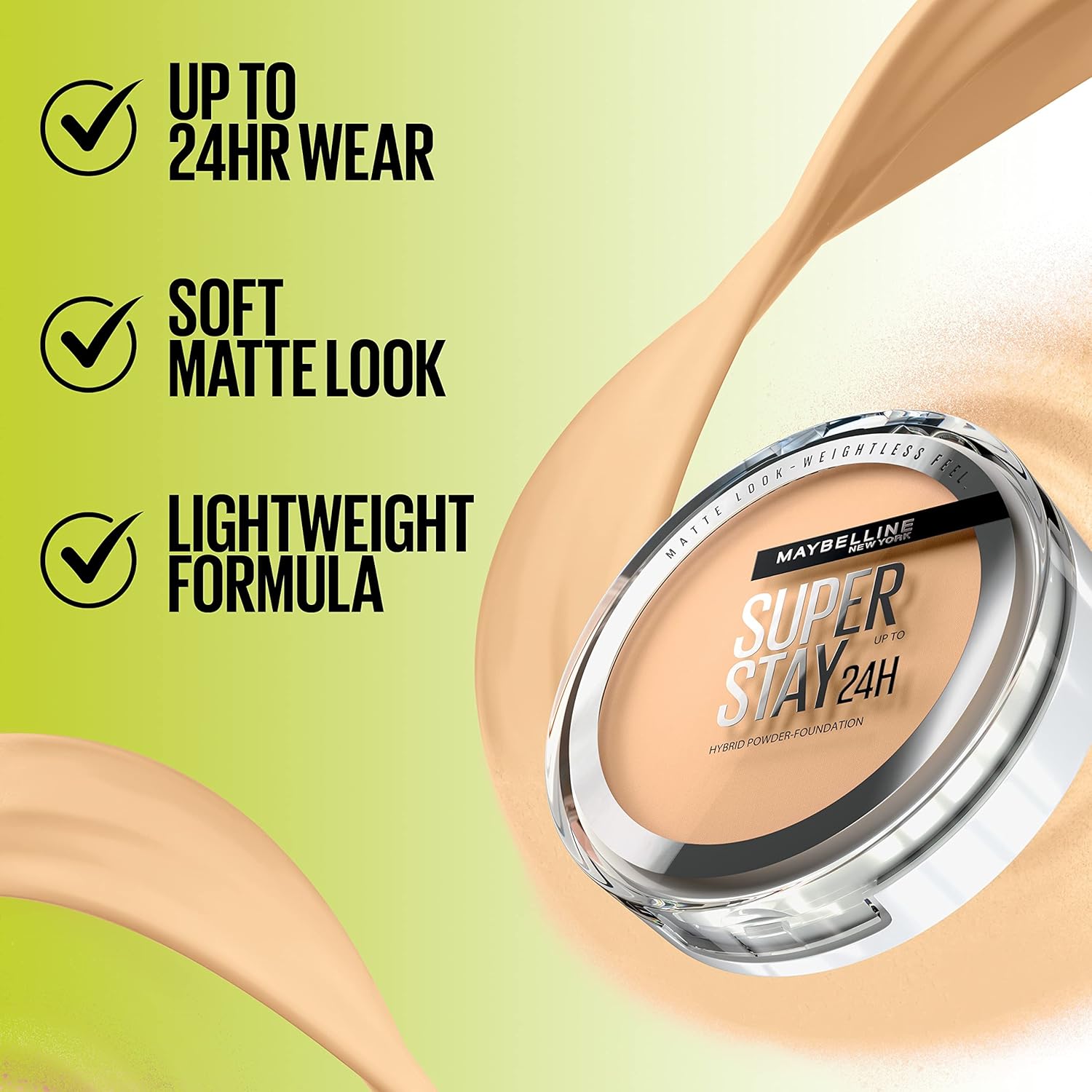 Maybelline Super Stay Up to 24HR Hybrid Powder-Foundation, Medium-to-Full Coverage Makeup, Matte Finish, 370, 1 Count - Image 6