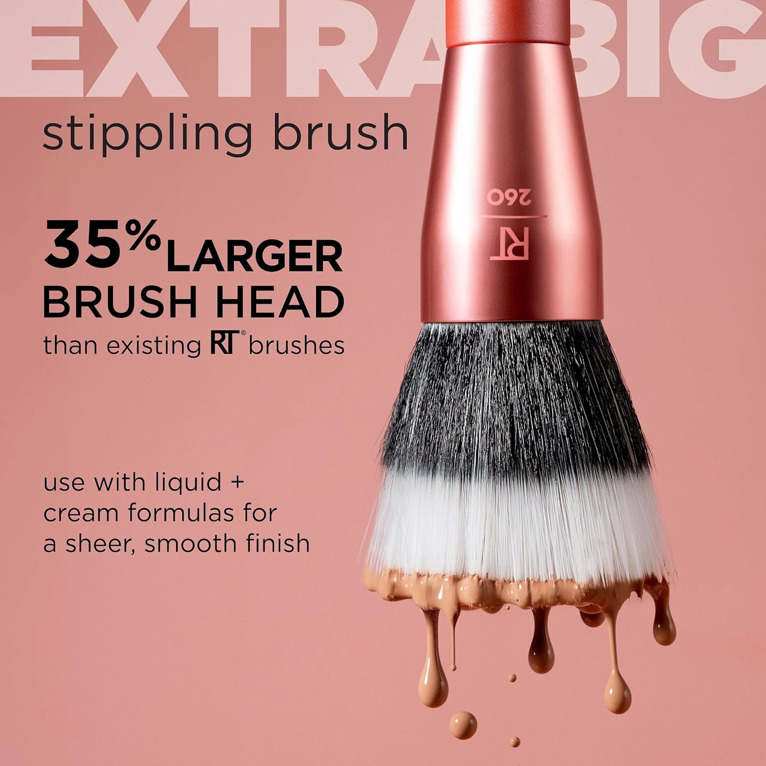Real Techniques Extra Big Stippling Brush, Large Makeup Brush for Liquid & Cream Foundation, BB/CC Cream, Skin Tints, XL Oversized Brush, Cruelty-Free, Synthetic Bristles, 1 Count - Image 5