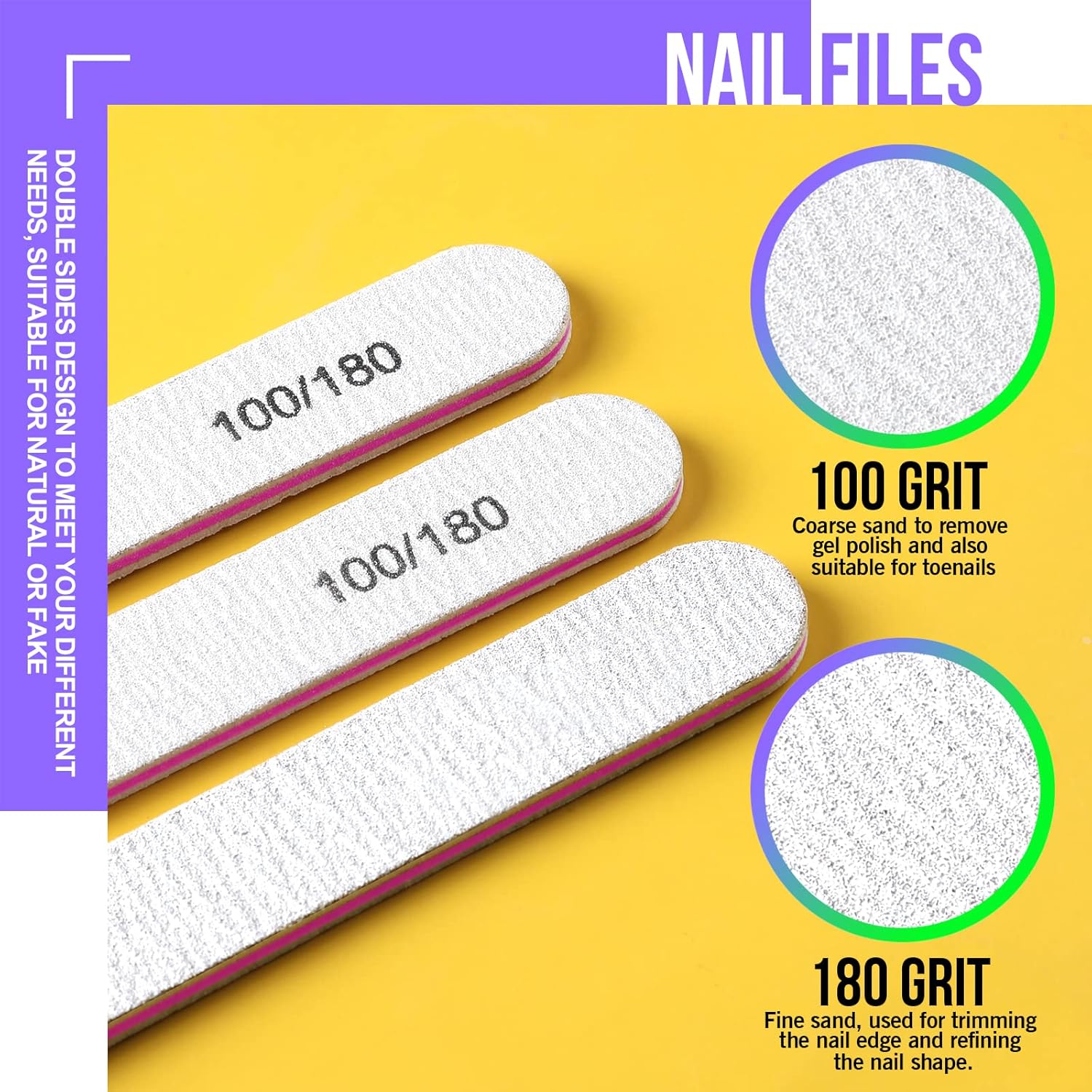 FANDAMEI Nail Buffers and Files - Professional Nail Care Kit with Rectangular Buffer Blocks, 100/180 & 1000/4000 Grit Files - Image 4