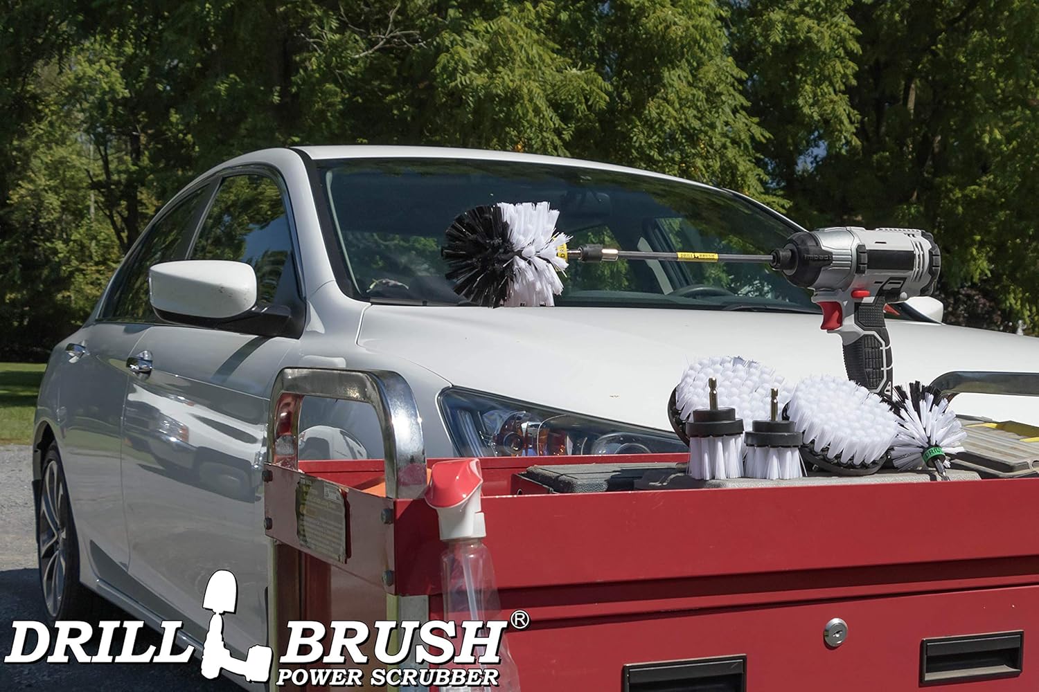 Drill Brush Ultimate Automotive Cleaning Kit with Extension - Truck Accessories - Glass, Upholstery, Seats, Window, Interior, Wheel, Carpet Cleaner - Car Mats - Spin Brush - Motorcycle Accessories - Image 7