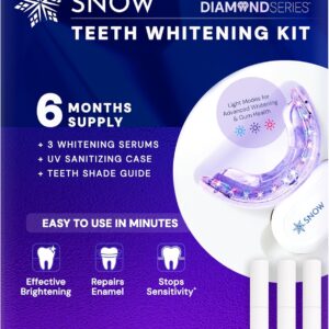 Snow Teeth Whitening Kit - Snow Teeth Whitening Serum and LED Mouthpiece Whitener, Formulated with Hydroxyapatite, Good for 6 Months - Wireless Kit with 3 Wands