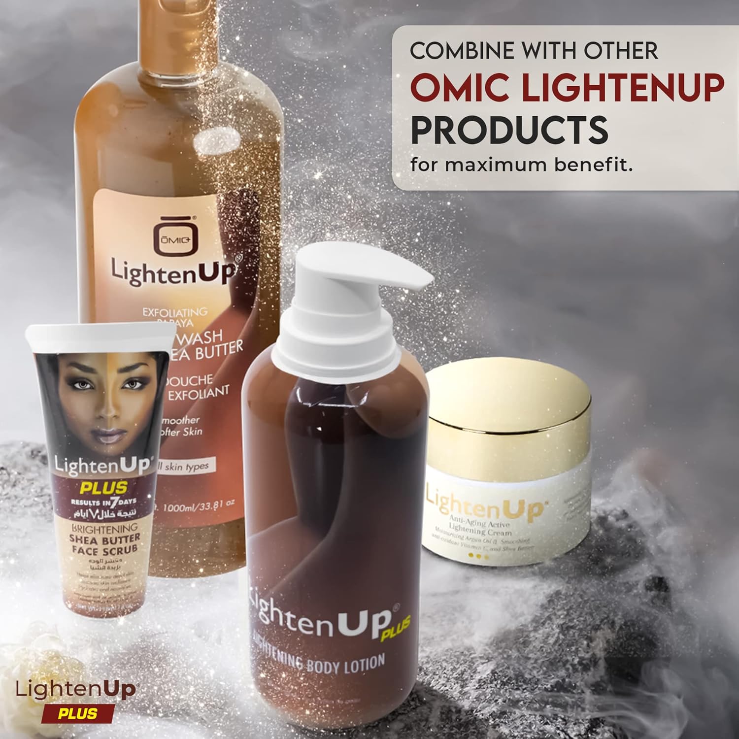 OMIC Lighten-Up Skin Brightening Lotion - 13.5 Fl oz / 400ml - Moisturizing, Hydrating Body Lotion for Body, Knees, Elbows, Hands, Underarms, with Jamaican Castor Oil and Shea Butter - Image 9