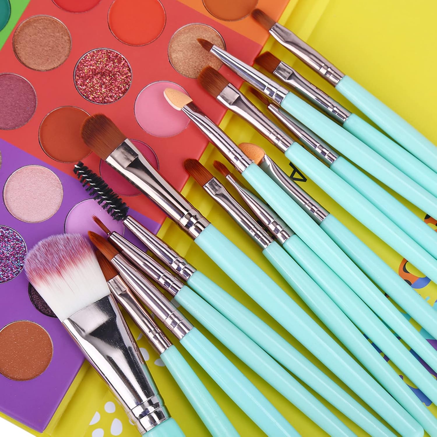 UCANBE 54 Colors Splashy Candies Eyeshadow Palette + 15pcs Makeup Brush Set, Highly Pigment Matte Metallic Shimmer Glitter Eye Shadow Bright Color Long Lasting Waterproof Easy Blending Make Up Pallet - Image 5