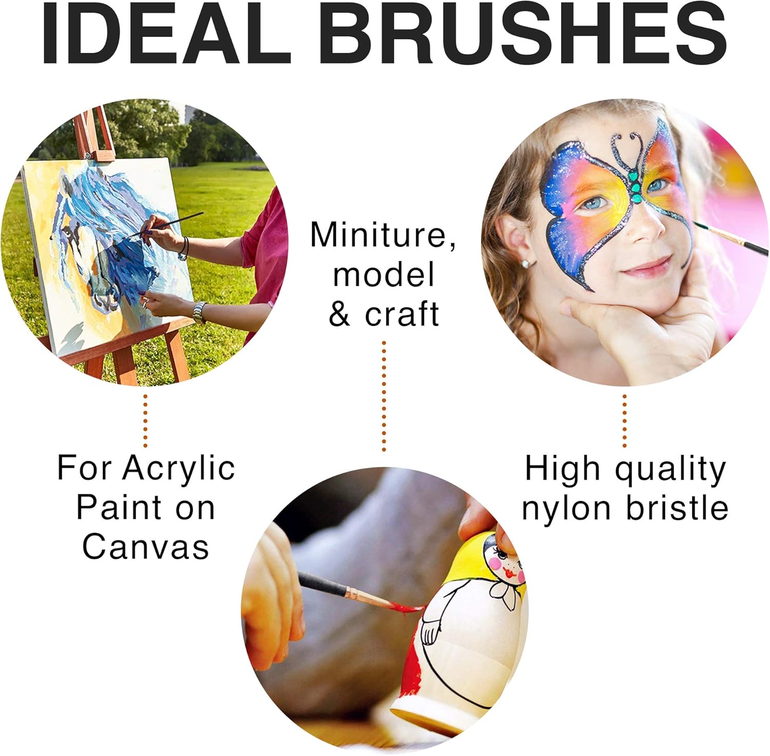 Professional Artist Paint Brush Set of 12 - Painting Brushes Kit for Kids, Adults Fabulous for Canvas, Watercolor & Fabric - for Beginners and Professionals - Great for Water, Oil or Acrylic Painting - Image 4