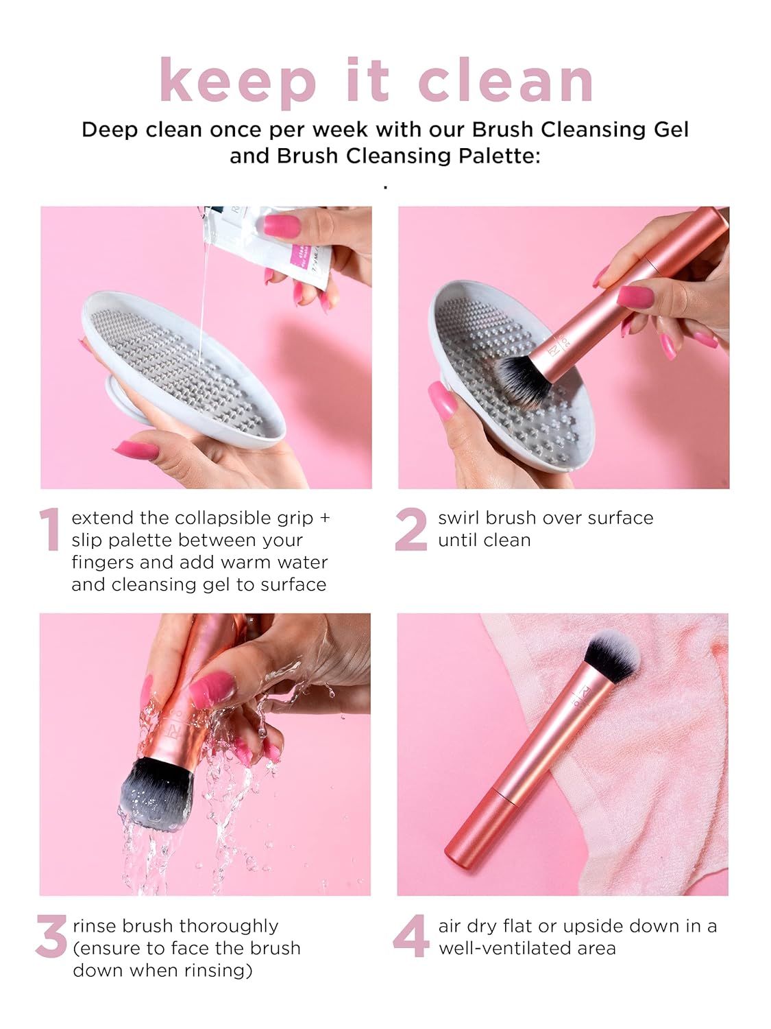 Real Techniques Travel Essentials Makeup Brush Kit, Makeup Brushes, Perfect For On The Go, Multicolored, Vegan Synthetic Makeup Brush Bristles, 4 Piece Set - Image 6
