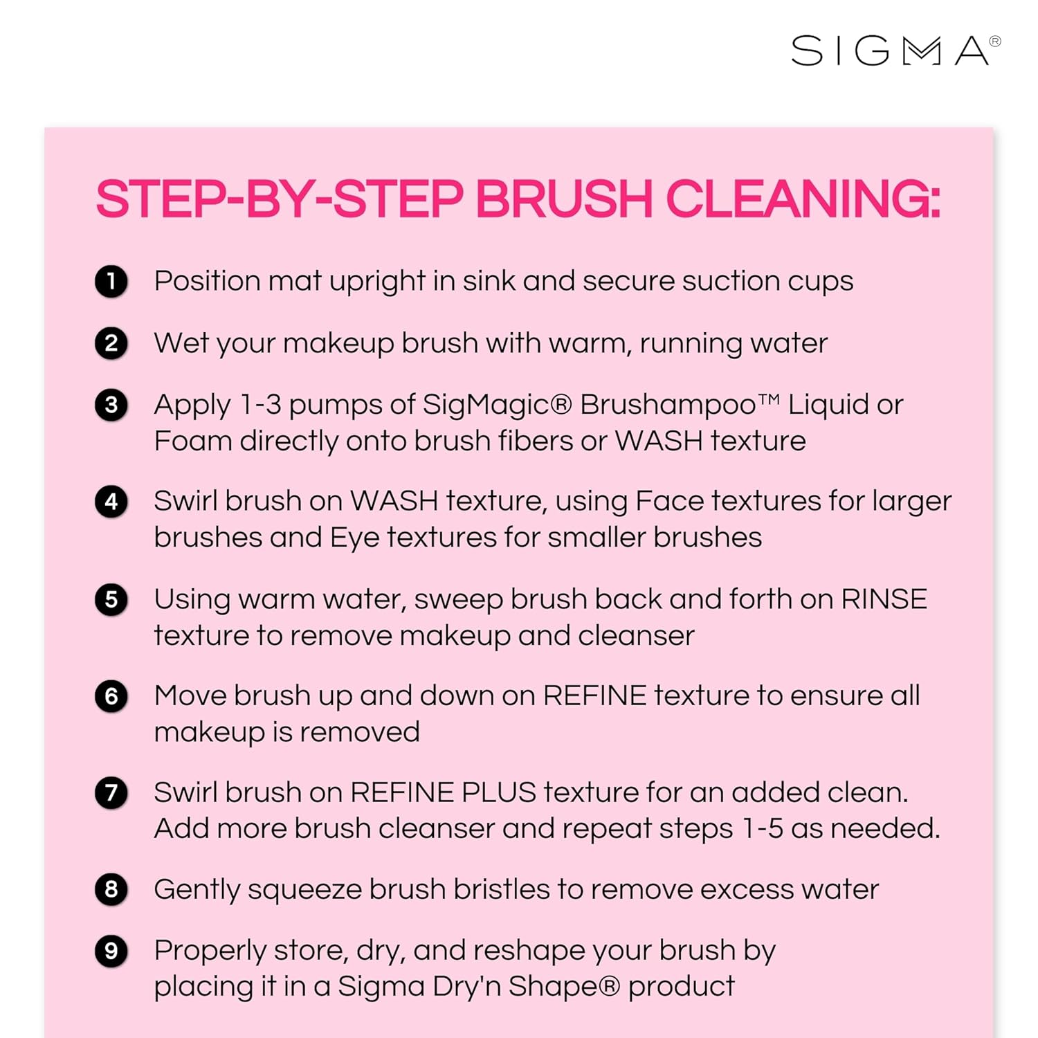 Sigma Beauty Makeup Brush Cleaner Mat – Sigma Spa Express Silicone Makeup Brush Cleaning Mat with Suction Cups for Cleaning Makeup Brushes, Compact Design Fit for Any Travel Makeup Kit (Pink) - Image 5