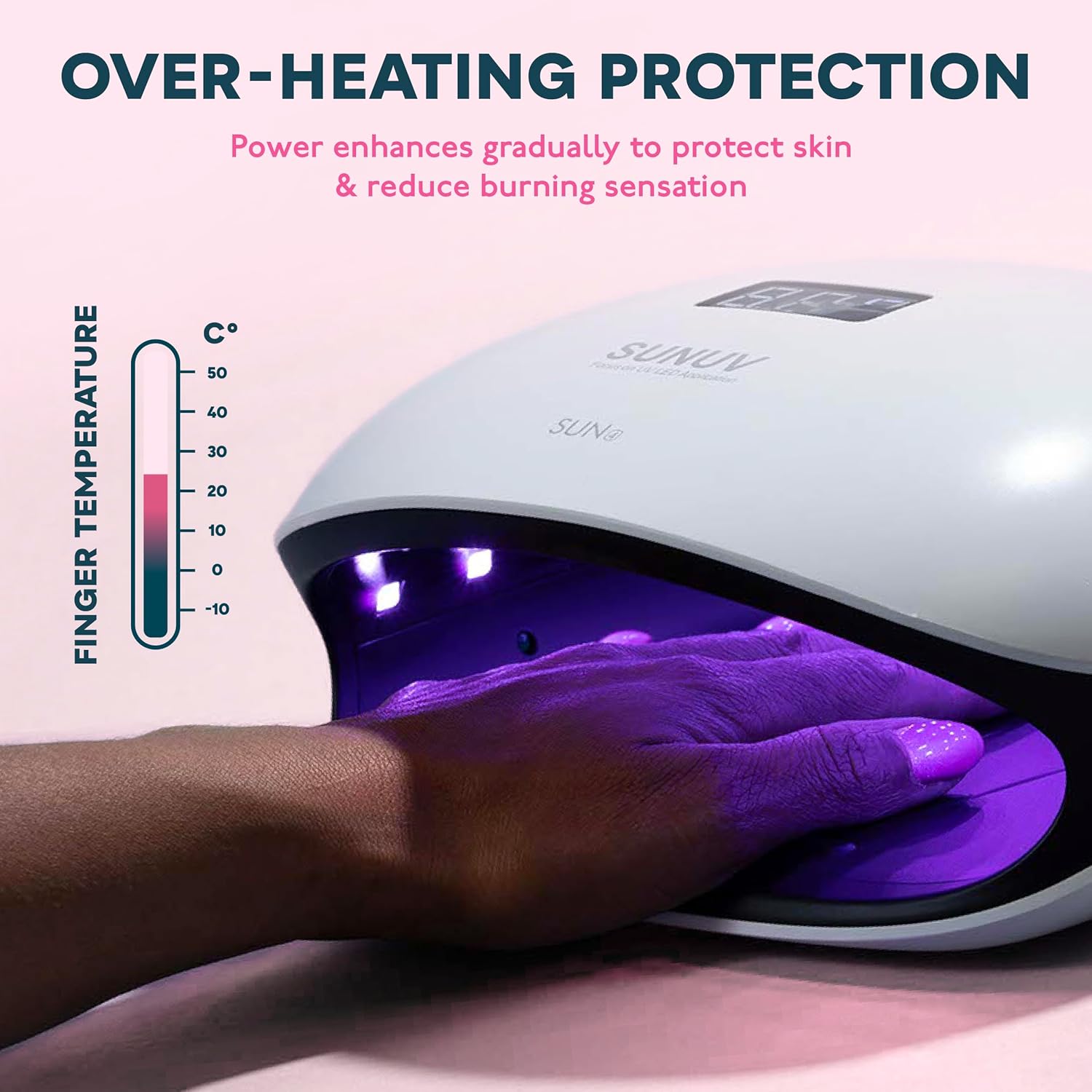 SUNUV 48W UV LED Nail Lamp, UV Light for Nails Compatible with All Gel Polish, 36 LEDS with 4 Timer Settings, LCD Display for Home Salon SUN4 Black - Image 5