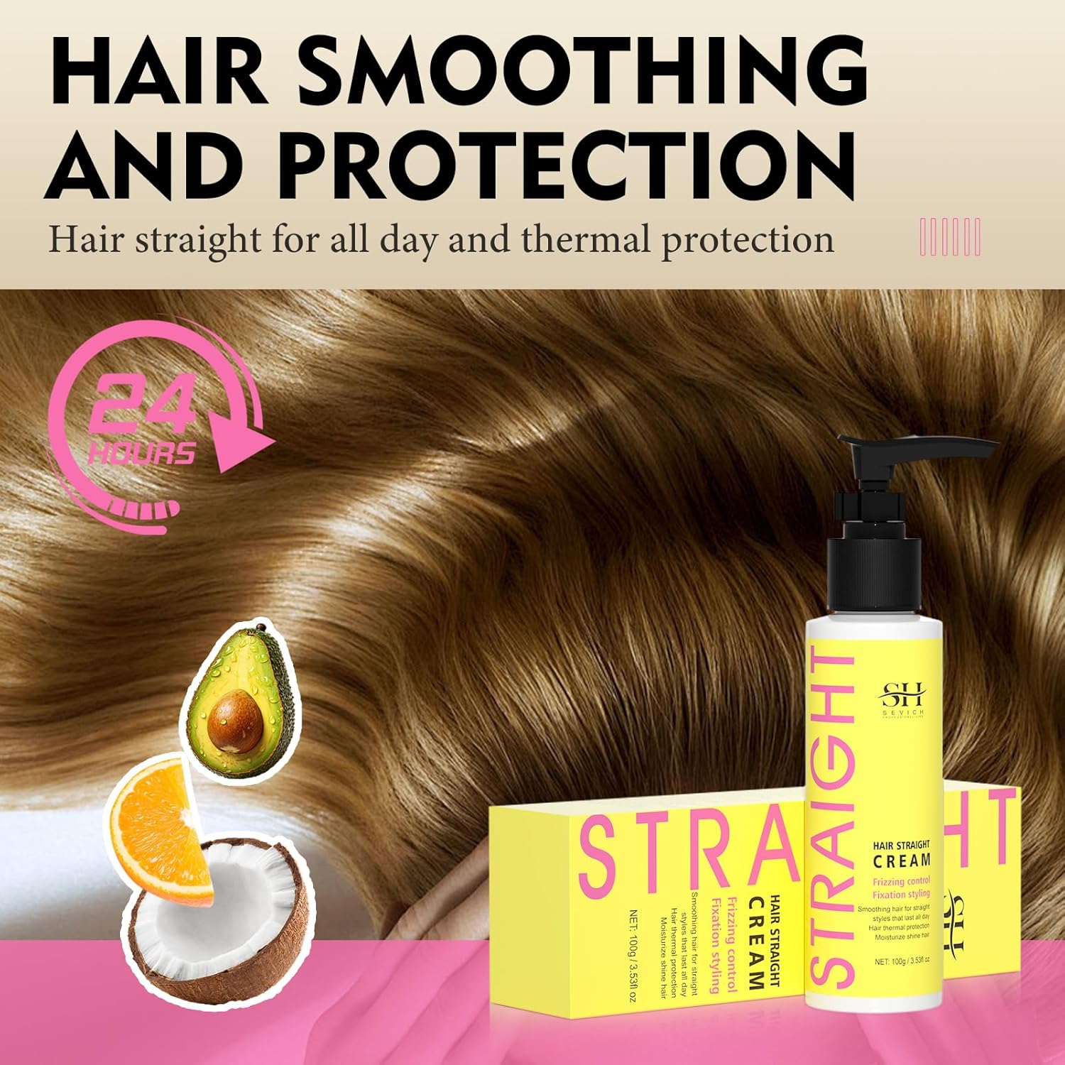 SEVICH Hair Straightener Cream - Frizz Control Hair Care Products, Hair Serum for Frizzy and Damaged Hair, Keratina Para Alisar El Pelo - Long-Lasting Smoothness, Hair straightening 72H,100g - Image 7