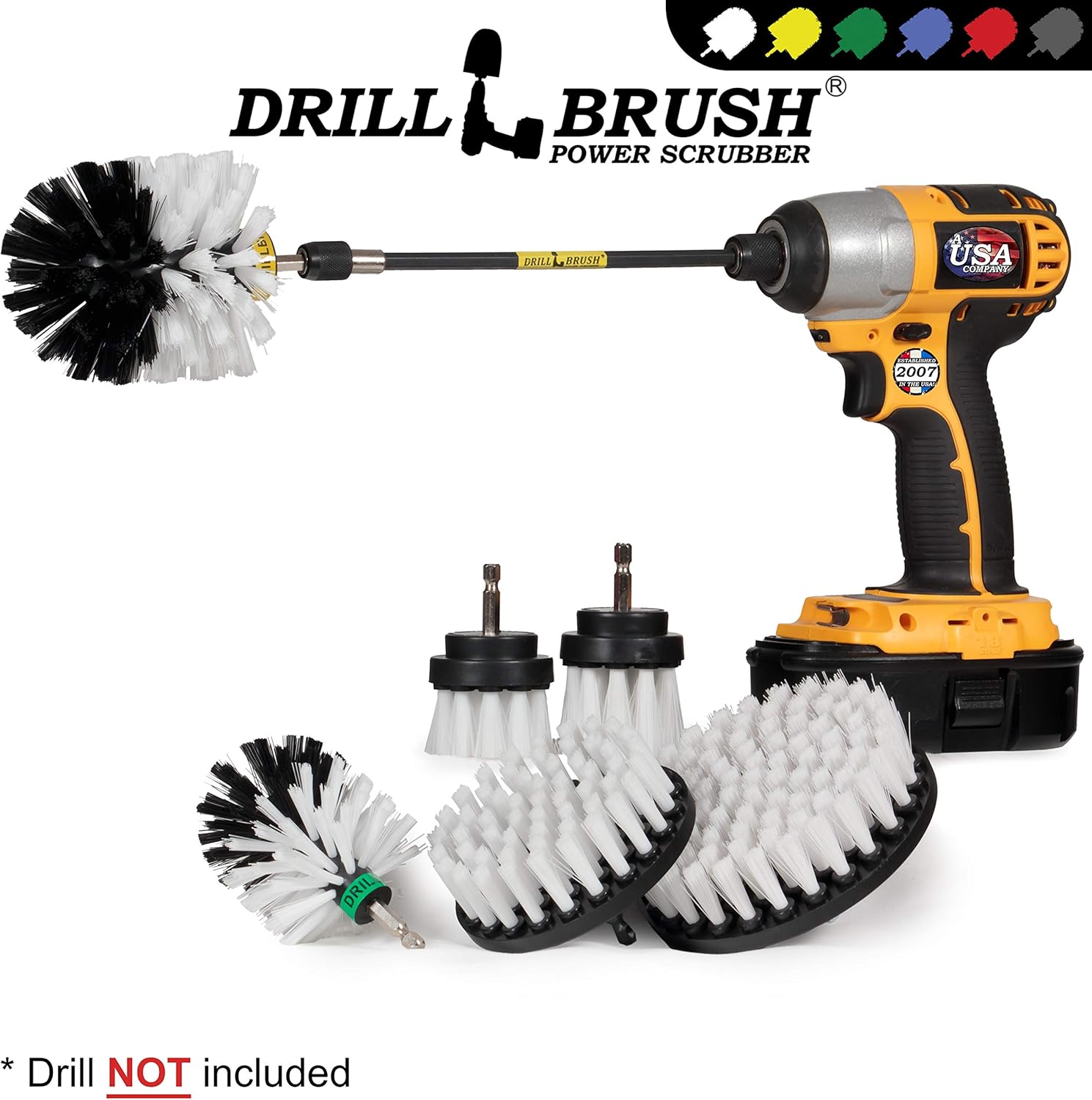 Drill Brush Ultimate Automotive Cleaning Kit with Extension - Truck Accessories - Glass, Upholstery, Seats, Window, Interior, Wheel, Carpet Cleaner - Car Mats - Spin Brush - Motorcycle Accessories - Image 4
