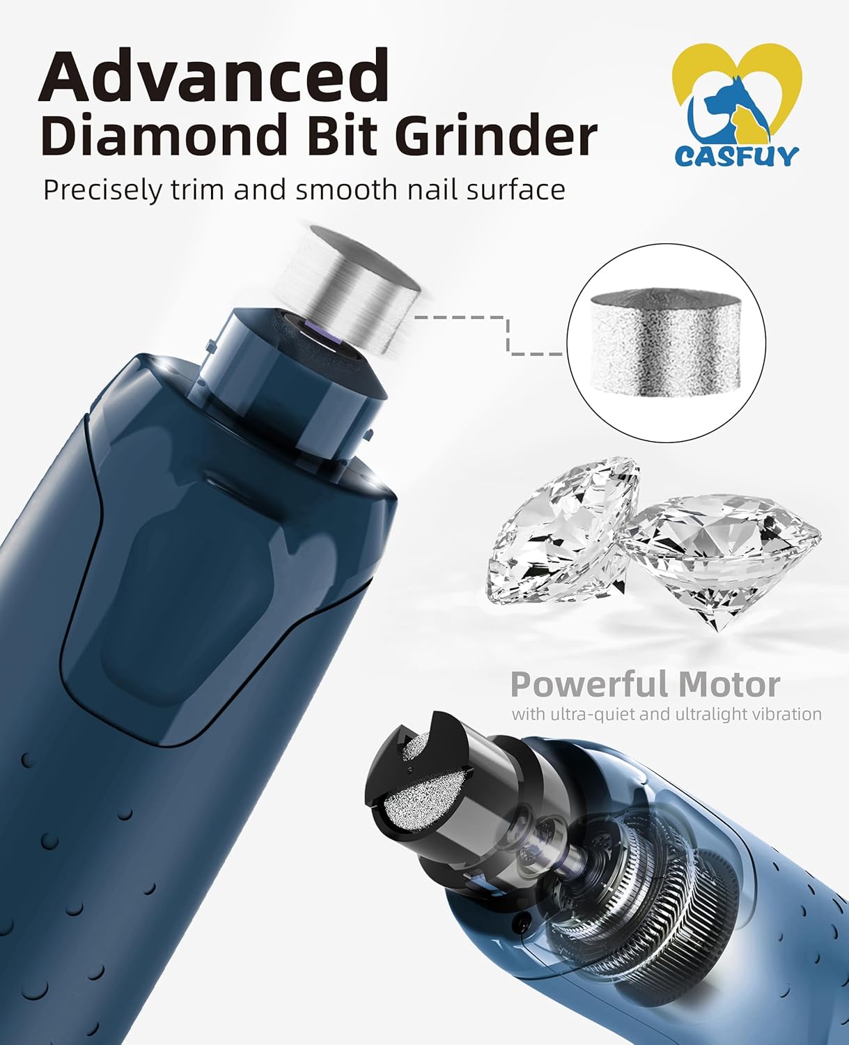 Casfuy Rechargeable 6-Speed Dog Nail Grinder with LED Lights for All Sizes - Image 7