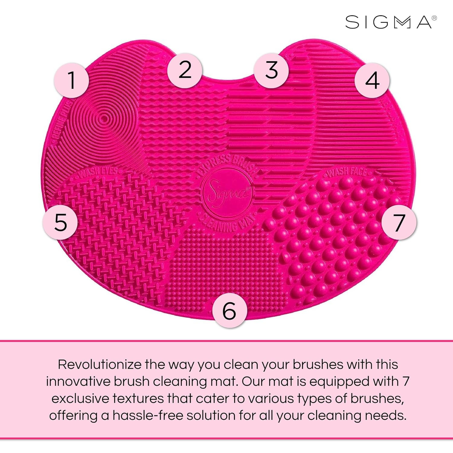 Sigma Beauty Makeup Brush Cleaner Mat – Sigma Spa Express Silicone Makeup Brush Cleaning Mat with Suction Cups for Cleaning Makeup Brushes, Compact Design Fit for Any Travel Makeup Kit (Pink) - Image 3