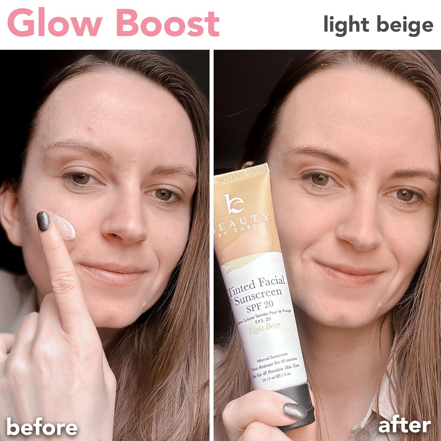 Light Beige Tinted Sunscreen Face Lotion SPF 20 Natural Organic Zinc Oxide Broad Spectrum Moisturizer - Image 3