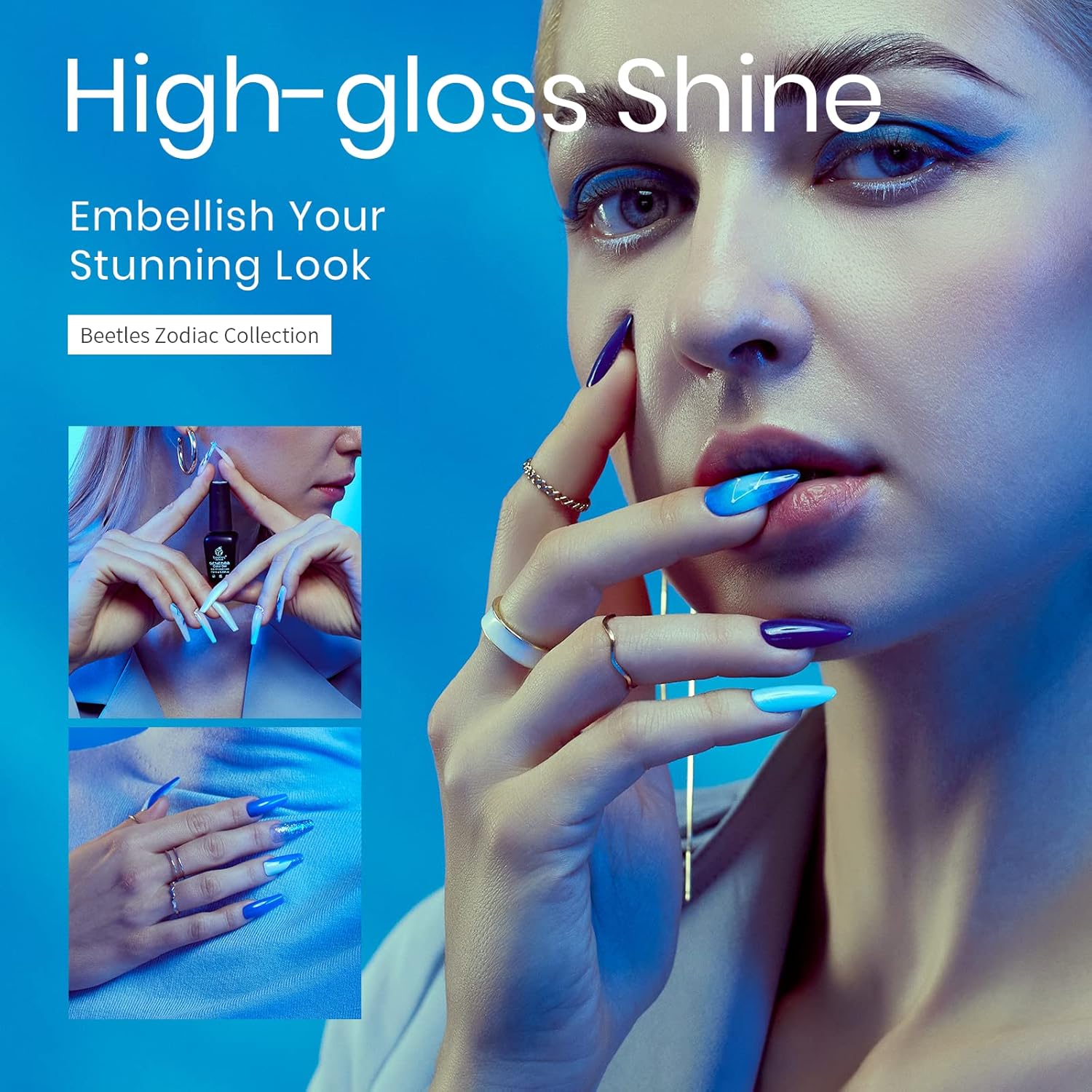 Beetles Blue Gel Nail Polish,6 Colors Baby Blue Glitter Aquarius Holy Water Collection Spring Summer Gel Polish Soak off Uv Led Lamp Nail Art Manicure Gifts for Women - Image 6