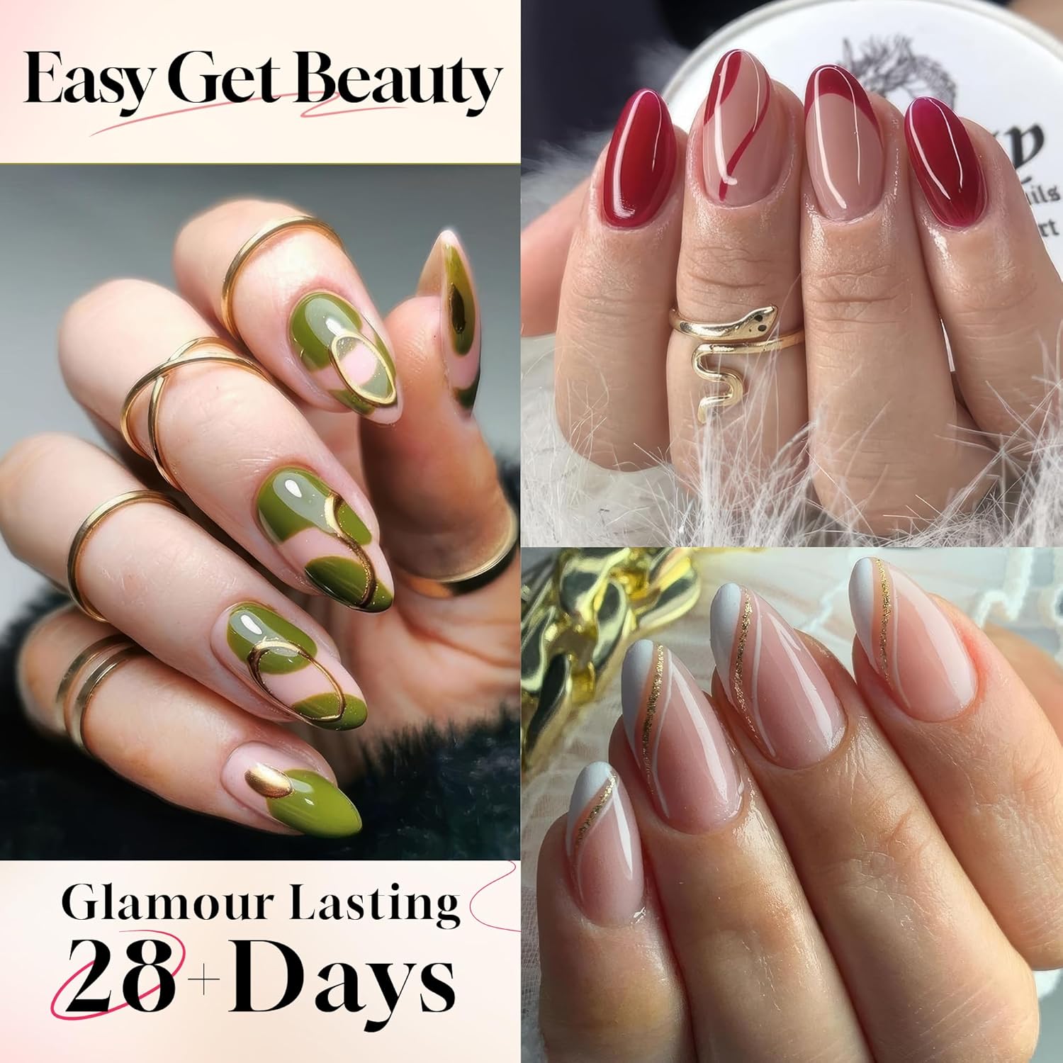 UNA GELLA Short Almond Gel Nail Tips Half Cover 504PCS Extra Short Fake Nail Tips Almond Shape 12sizes Pre Etched Salon Quality Soft Acrylic Press On Nails for Home Nails Extension - Image 2