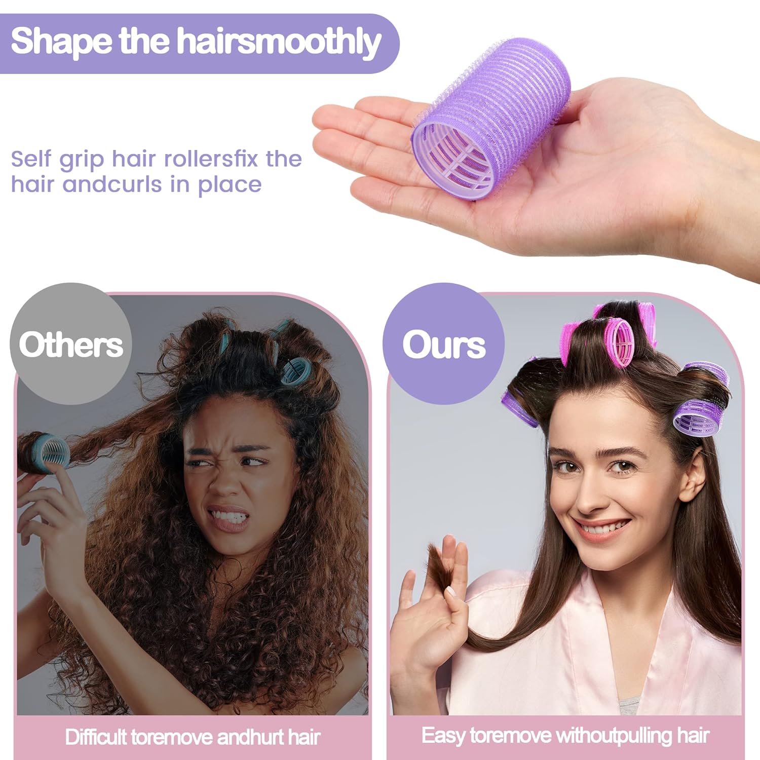 33 Piece Hair Rollers set, Self Grip Hair Rollers for Long Medium Short Hair, ELASO Large Medium Hair Curler (22 Rollers + 10 Stainless steel Clip +1 Storage Bag) - Image 5