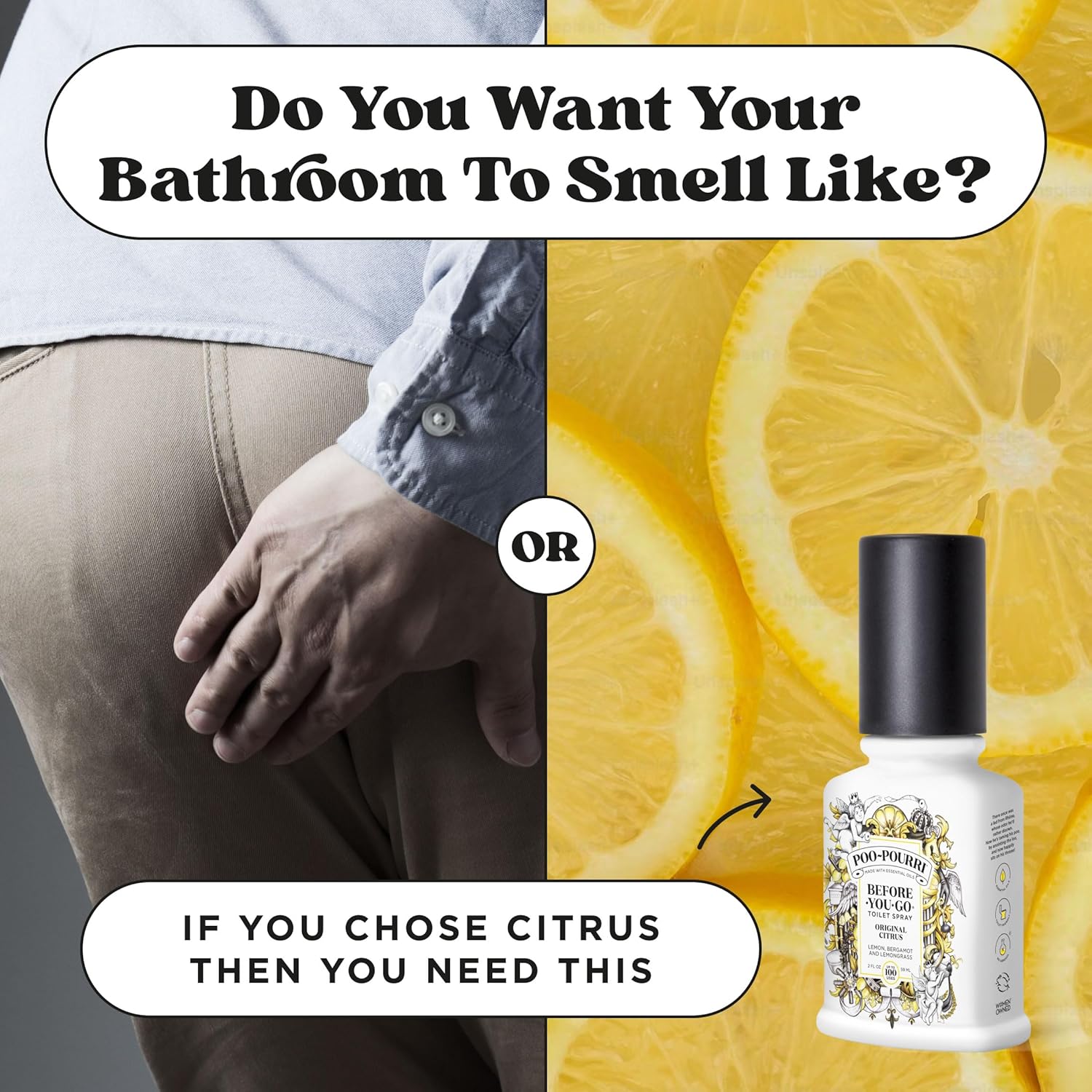 Poo-Pourri Original Citrus 2oz Before-You-Go Toilet Spray 2 Pack - Instantly Trap Bathroom Odor - Plant Based Ingredients & Essential Oils - No synthetic fragrance - Lemon, Bergamot & Lemongrass Scent - Image 9