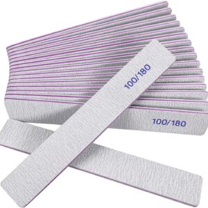 Nail Files (12 Pack), 100/180 Grit Emery Boards Nail File for Natural Nails and Acrylic Nails, Double Sided Emory Boards limas para unas acrilicas Profesional Fingernail Filer Reusable Manicure Gray