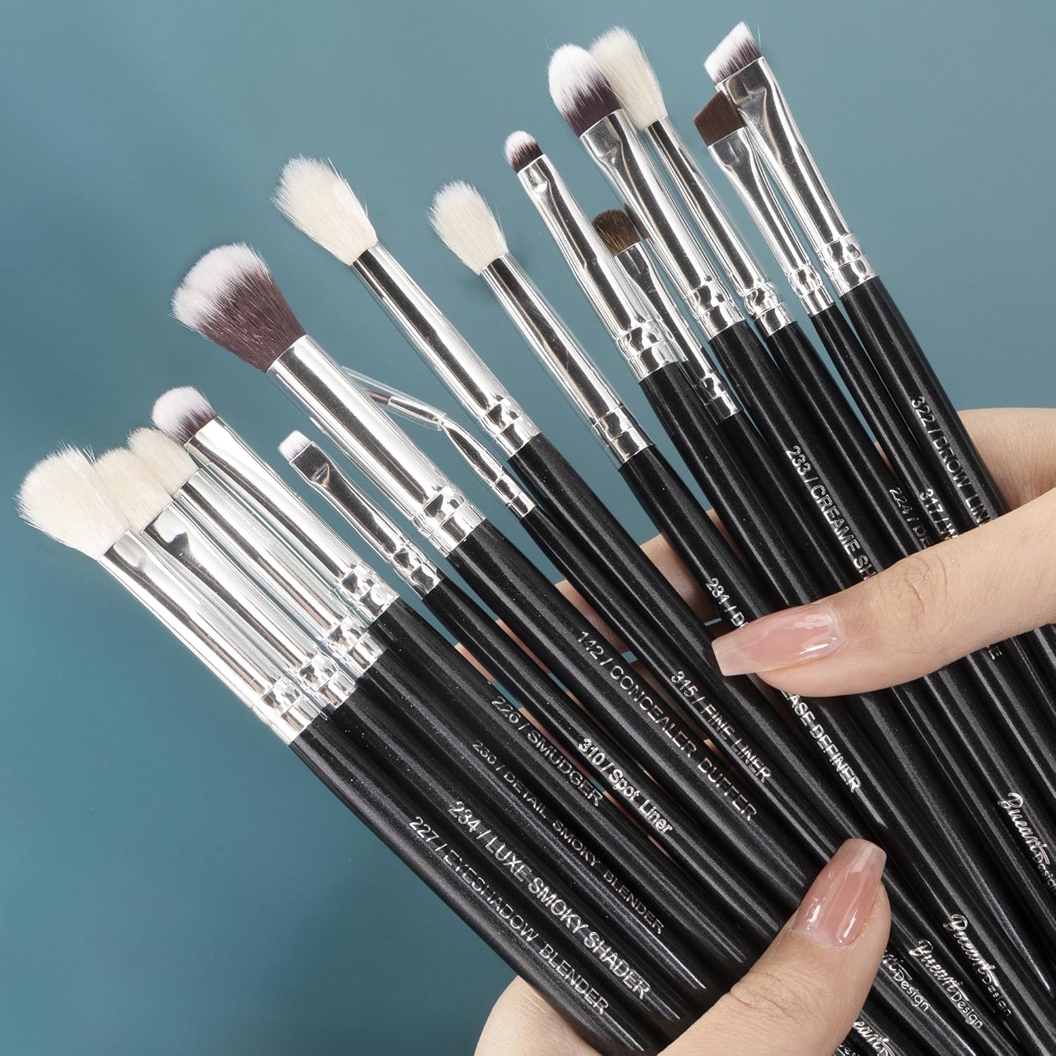 Bueart Design 15Pcs Pro Natural Hair Eyeshadow Makeup Brush Set kits for powder cream liquid eyeshadow blending, Luxury Professional Goat and Pony Hair Bristles Precision eyeshadow brushes - Image 4