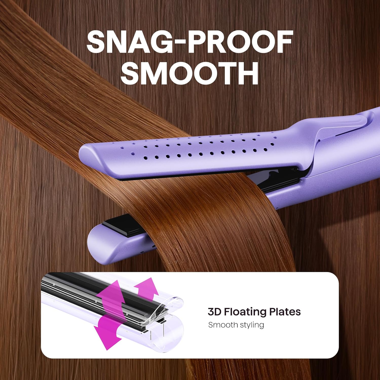Wavytalk Airflow Styler Curling Iron, Cool Curl, 360° Cool Air Lock in Style for Lasting Curls, Reduces Damage, 2 in 1 Hair Straightener and Curler, 1 Inch, Anti-Scald for Short Long Hair, Purple - Image 5