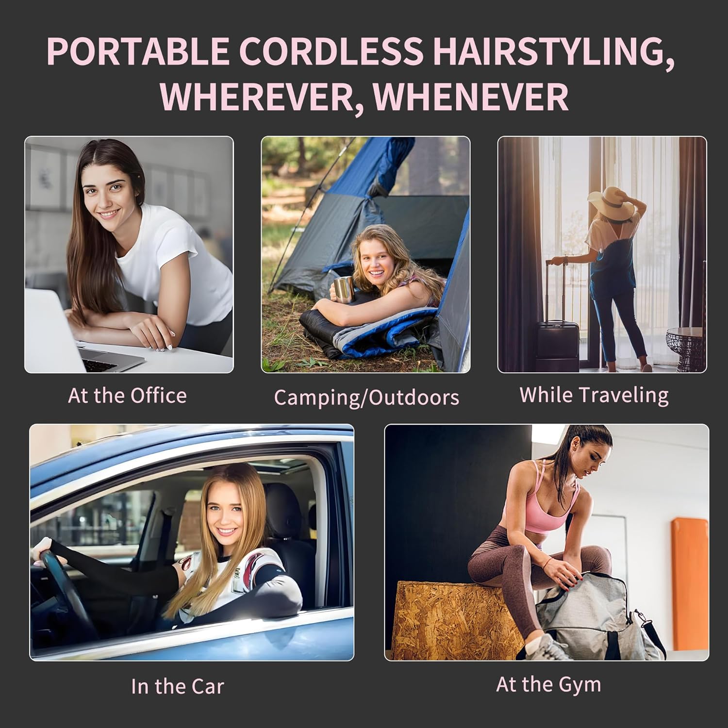 Cordless Hair Straightener & Curler 2-in-1 | Ceramic Flat Iron, Dual Voltage 9000mAh Battery | Reduces Frizz for Shinier, Smoother Hair | 3 Temp 350°F/375°F/430°F | USB-C Rechargeable - Image 6