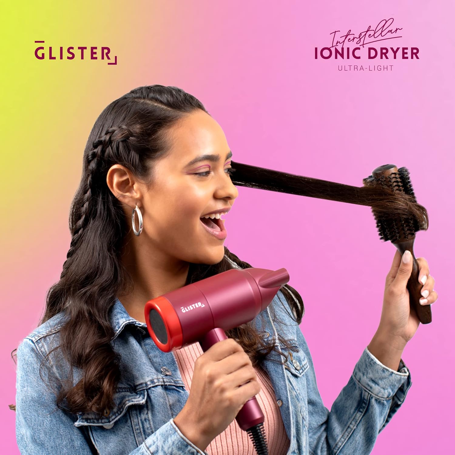 Glister Interstellar, Lightweight Blow Dryer, Fast Drying Negative Ion Hairdryer Blowdryer, 3 Heat Settings & Infinity Speed, with Diffuser and Concentrator Nozzle for Home & Travel - (Red) - Image 8