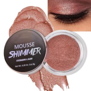 Shimmer Cream Eyeshadow, Ultra-Blendable Glitter Eye Shadow with Moisturizing Formula, Waterproof Long Lasting & Highly Pigmented, Single Creme Eyeshadow Pot Highlighter Makeup for Women-04#Warm Peach