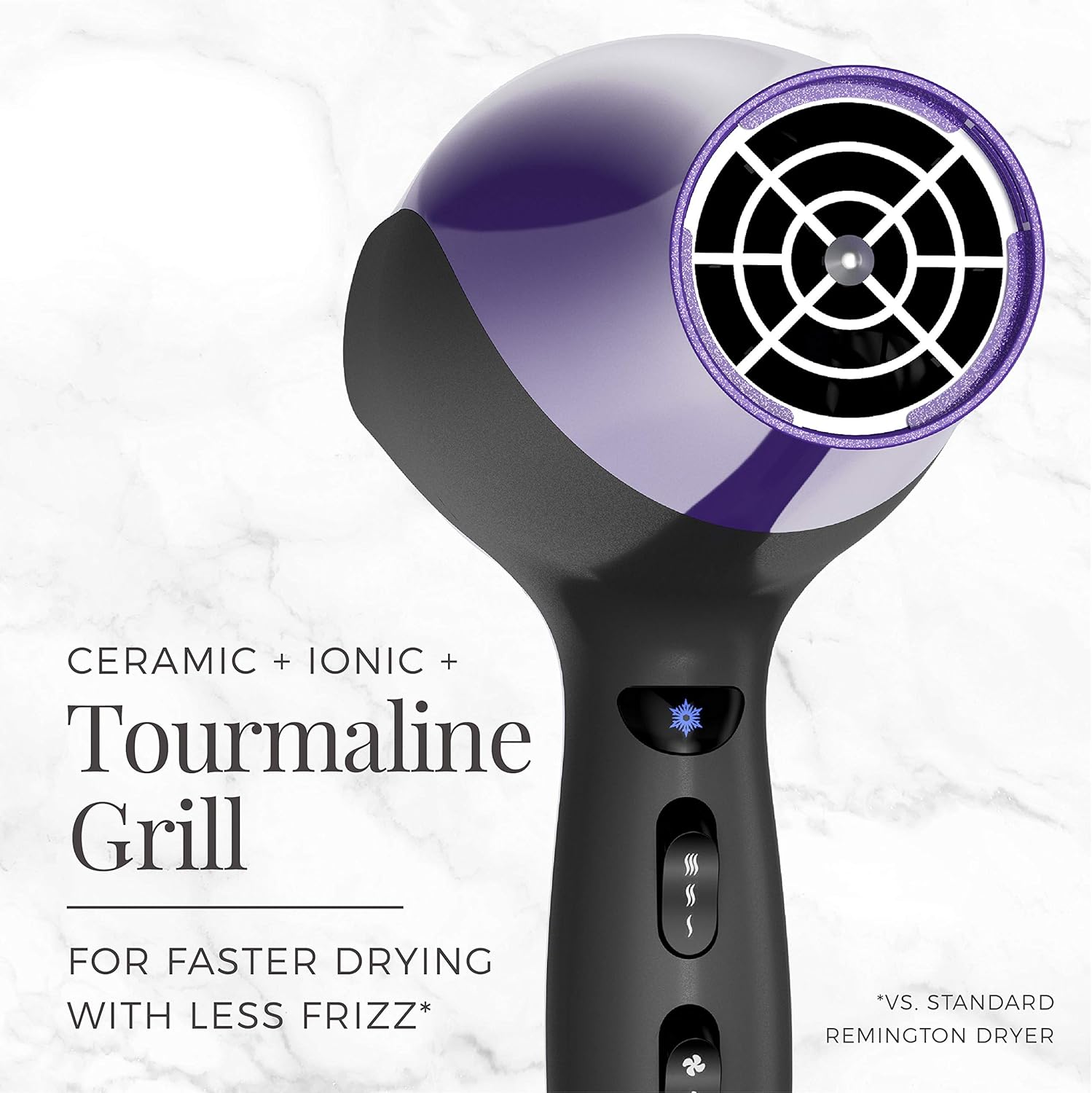 Remington Damage Protection Hair Dryer with Ceramic + Ionic + Tourmaline Technology,Purple, 3 Piece Set - Image 6