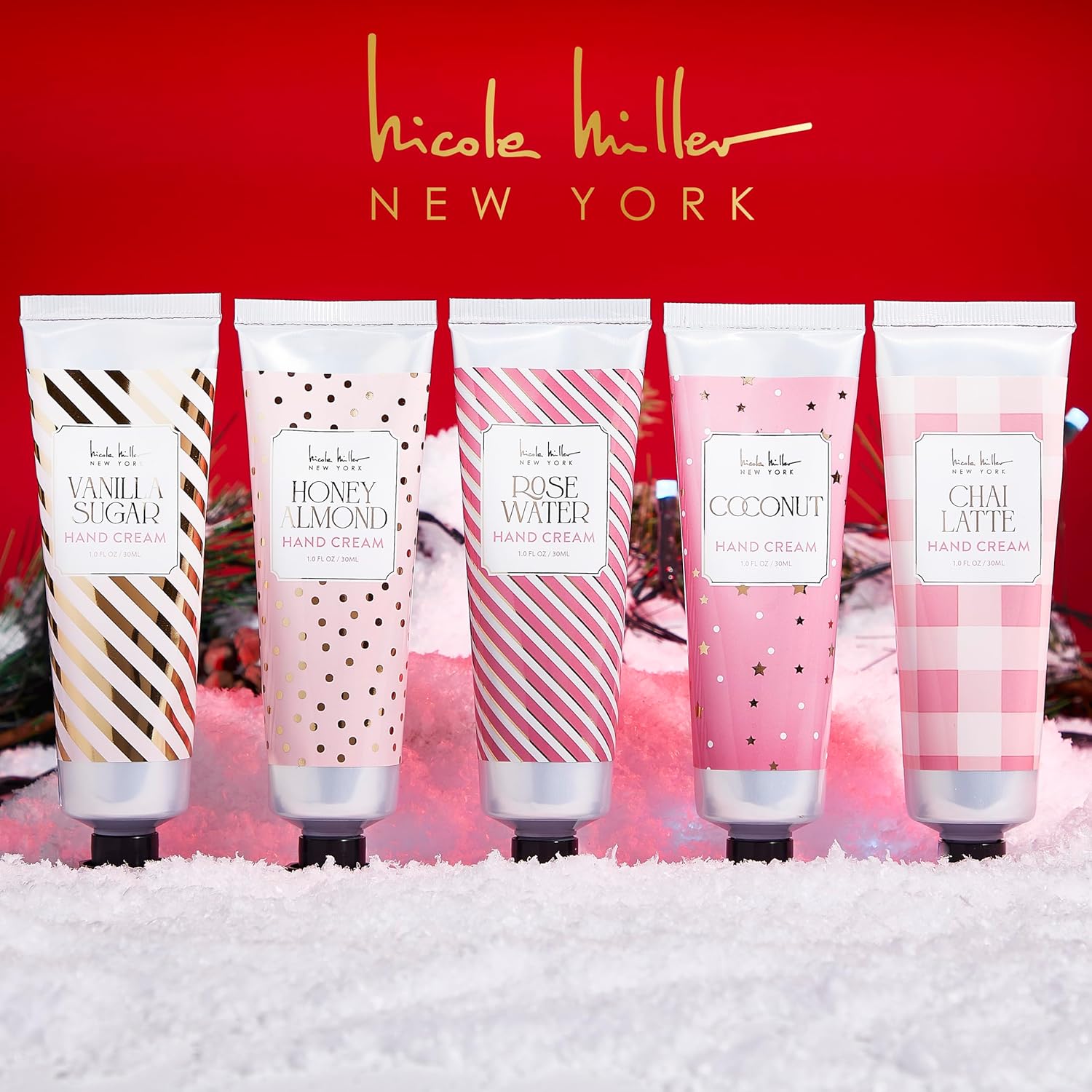 Nicole Miller New York 10-Piece Festive Fragrance Hand Cream Collection - 30ml Each Bottle, Ultra Hydrating Luxury for Your Hands, Pink Gold - Image 3