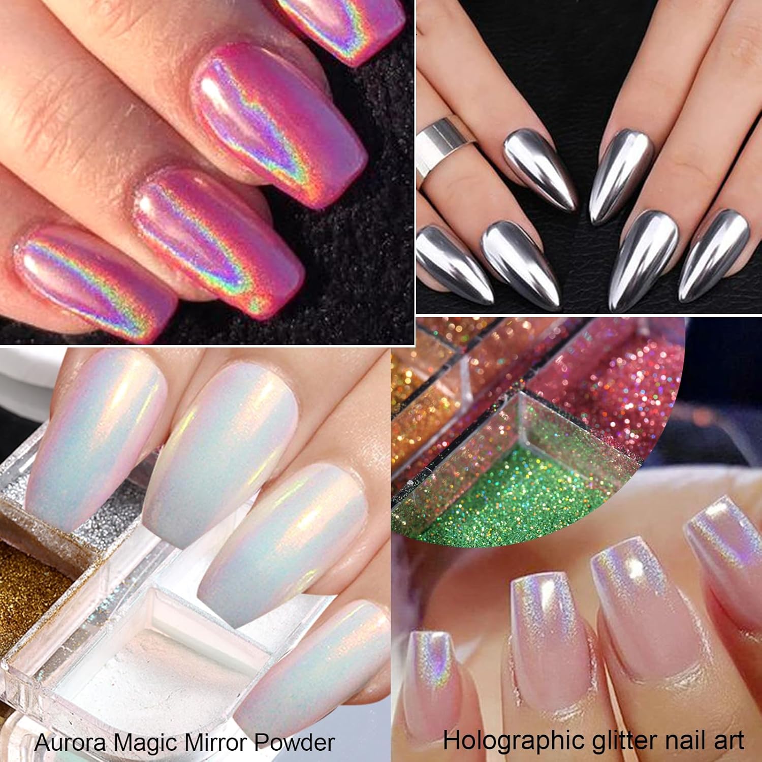 2 Boxes 24 Colors Chrome Nail Powder Set Holographic Mirror Effect 1g Grids - Image 5