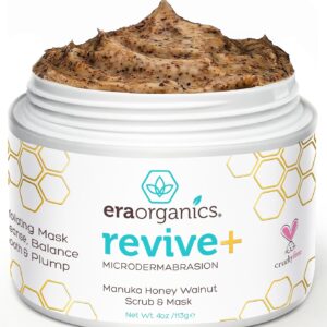 Era Organics Microdermabrasion Facial Scrub & Face Exfoliator - Spa Quality Exfoliating Mask with Manuka Honey Plus Walnut for Blackheads, Buildup, Wrinkles 4oz