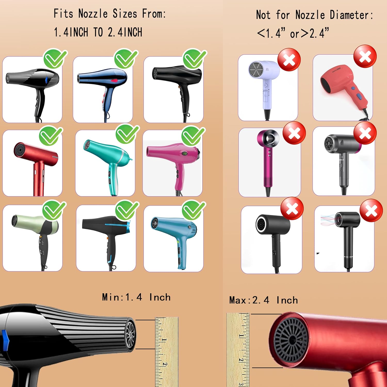 Hair Difuser Attachment Universal Diffuser Hair Dryer for 1.4-inch to 2.4- inch Blow Dryer, Hair Diffuser for Curly Hair and Natural Wavy Hair (Black) - Image 3