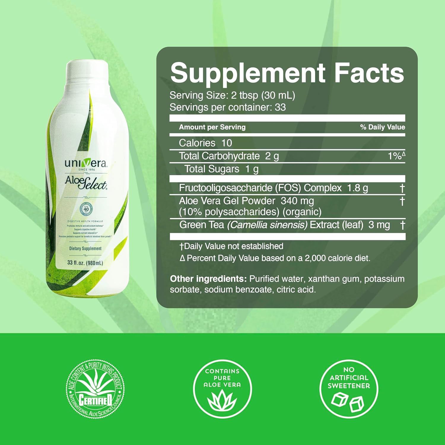 Univera Aloe Vera Juice, Preminum Organic Aloe Vera, 10% Polysaccharide Retention, Digestive Enzymes for Gut Health, Immune Support & Gut Health, Aloe Flavor - 30 Days Supply (33 fl oz) - Image 2