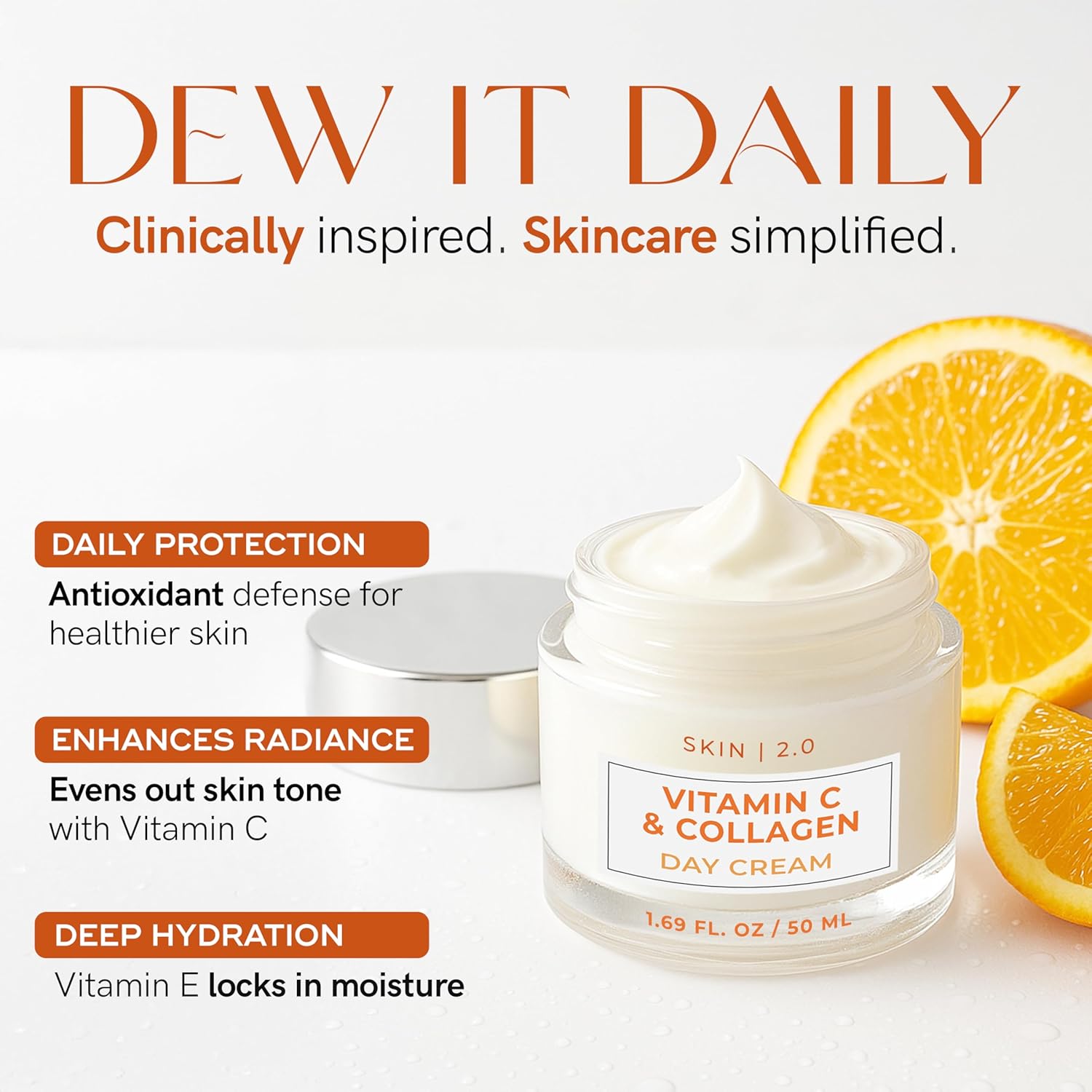 Vitamin C & Collagen Face Moisturizer - Dermatologist Tested, Anti-Aging, Skin Tightening - Brightening, Clean Beauty, Cruelty-Free, Korean Skincare for All Skin Types - 1.69 Fl oz - Image 3