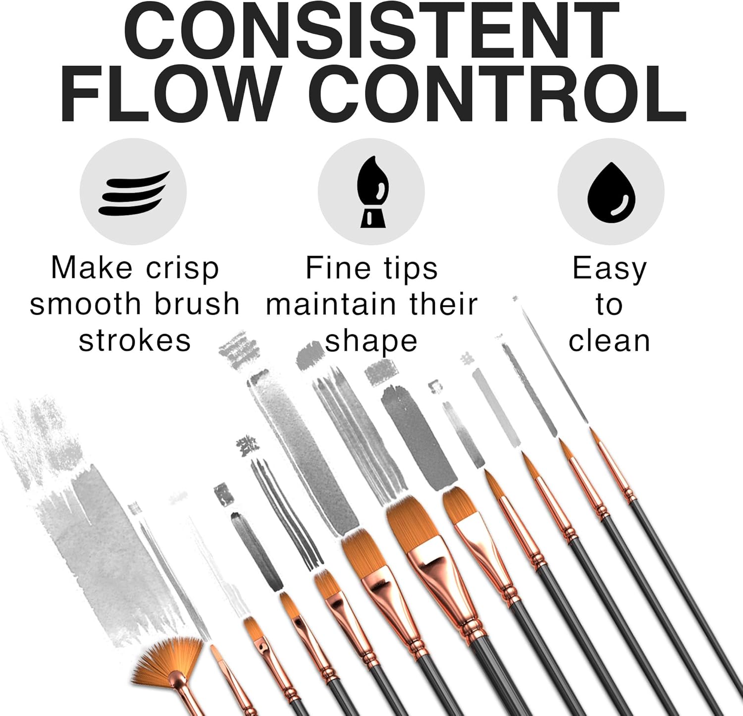 Professional Artist Paint Brush Set of 12 - Painting Brushes Kit for Kids, Adults Fabulous for Canvas, Watercolor & Fabric - for Beginners and Professionals - Great for Water, Oil or Acrylic Painting - Image 2