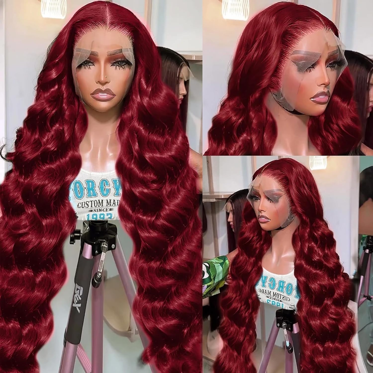 28 Inch 99j Burgundy Lace Front Wigs Human Hair Red Burgundy Wig Human Hair 180% Density 13x6 Body Wave Lace Front Wigs Pre Plucked Glueless Lace Front Wigs Human Hair Wigs for Women - Image 2