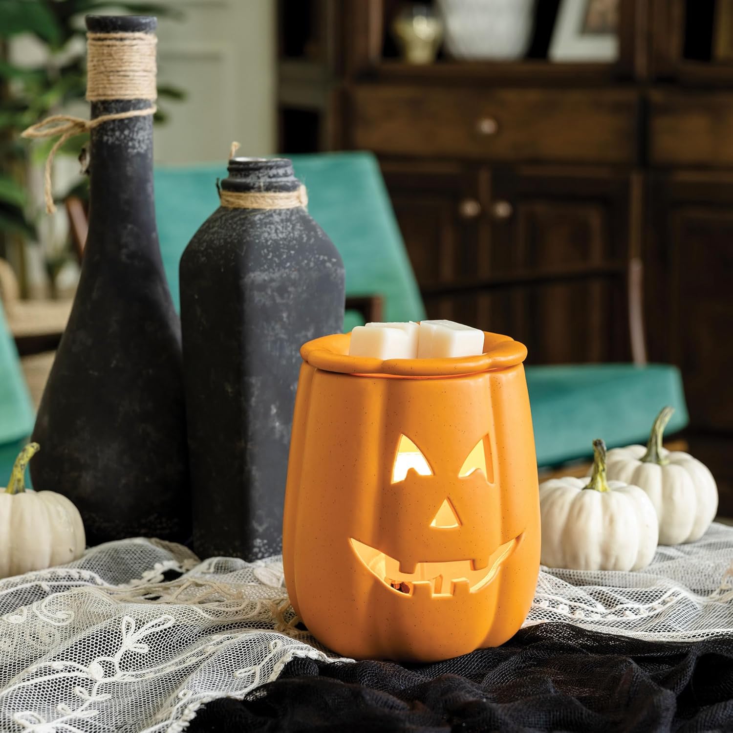 Candle Warmers Etc. Illumination Fragrance Warmer- Light-Up Warmer for Warming Scented Candle Wax Melts and Tarts or to Freshen Room, Jack O'Lantern - Image 4