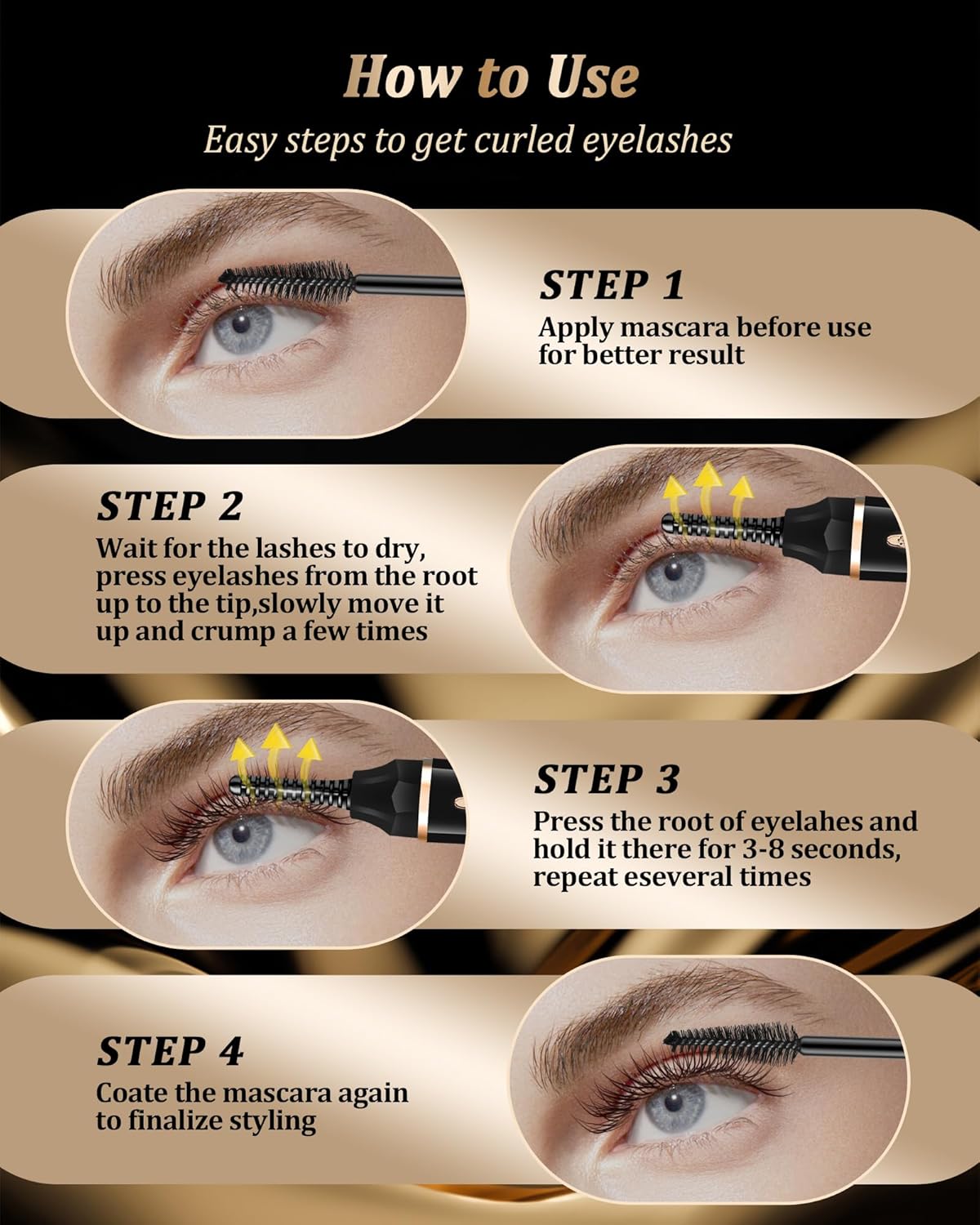 Heated Eyelash Curlers - Eye Lash Curler Heat with Eyelash Comb - Electric Eyelash Curler - Rizador De Pestañasey LED Display 3 Temp Settings USB Charge Natural Curling 24H for Women Makeup Tool Gifts - Image 6