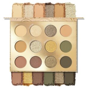 KYDA 12 Colors Olive Green Eyeshadow Palette, Sparkling Reflective Green Bronzer Eyeshadow, Matte Olive Ginger Nude Eyes Shadow, Smooth Blendable Powder, Smokey Eyes Makeup