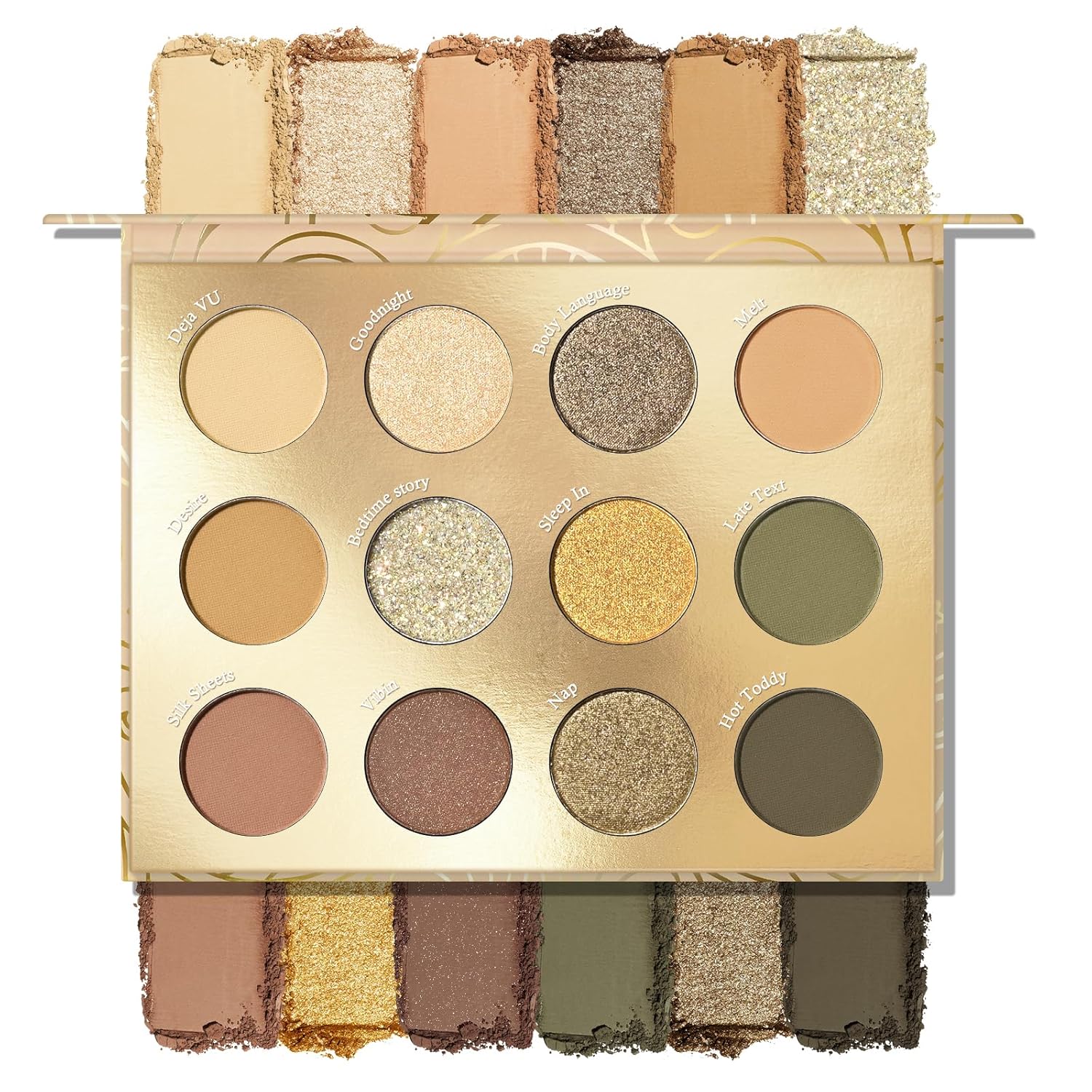 KYDA 12 Colors Olive Green Eyeshadow Palette, Sparkling Reflective Green Bronzer Eyeshadow, Matte Olive Ginger Nude Eyes Shadow, Smooth Blendable Powder, Smokey Eyes Makeup