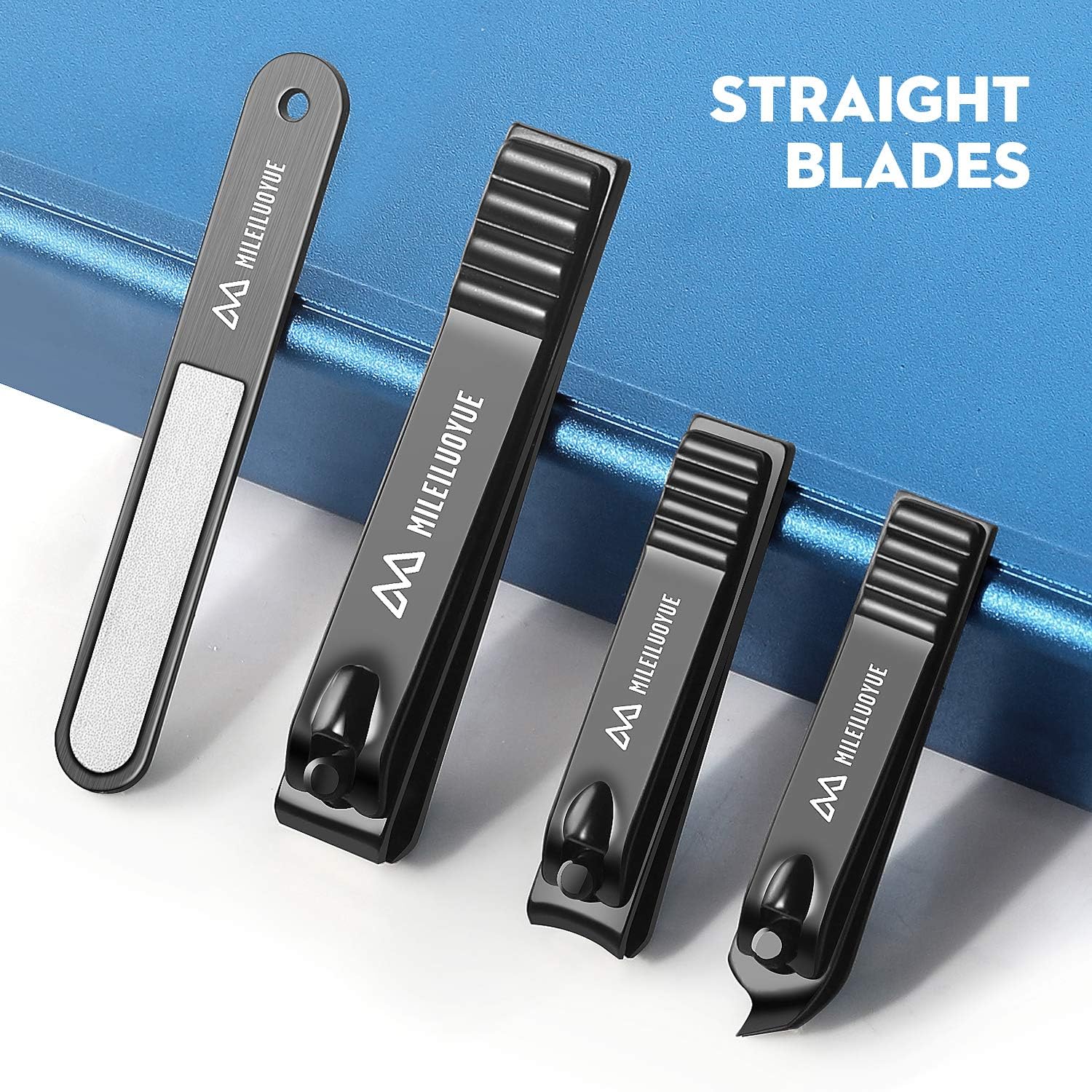 Nail Clippers Set Black Stainless Steel Nail Cutter& Sharp Oblique Toe Nail Clipper & Nail File 4 Pieces, Metal tin Box for Men and Women Suitable for Gifts. - Image 2