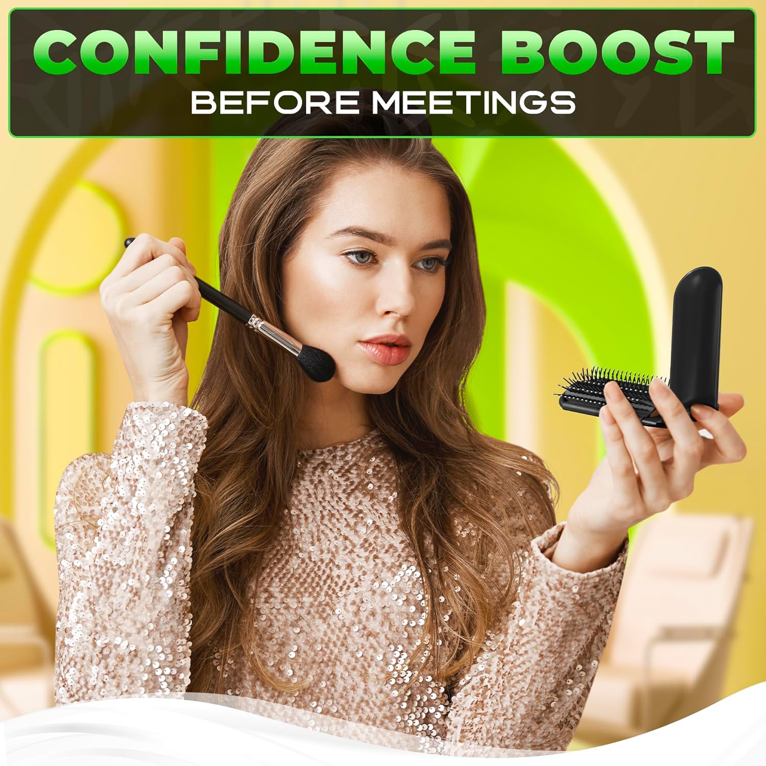 4 Pcs Travel Hair Brush - 4.25x1.49" Folding Hair Brush with Mirror and Flexible Nylon Bristles, Lightweight Travel Comb for Women - 4 Colors Pack, Foldable Hairbrush for Styling on the Go - Image 9