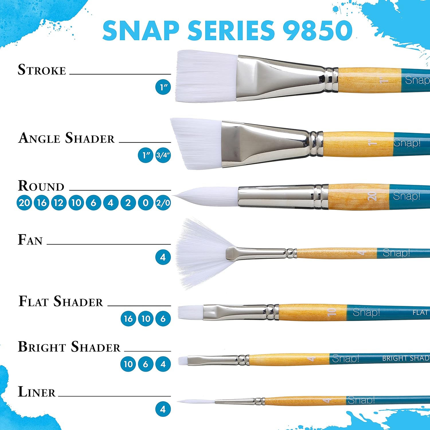 Princeton Snap! 9650SET-2 SNAP Brush Round 6 4 Stroke 34IN, Multicolor - Image 6