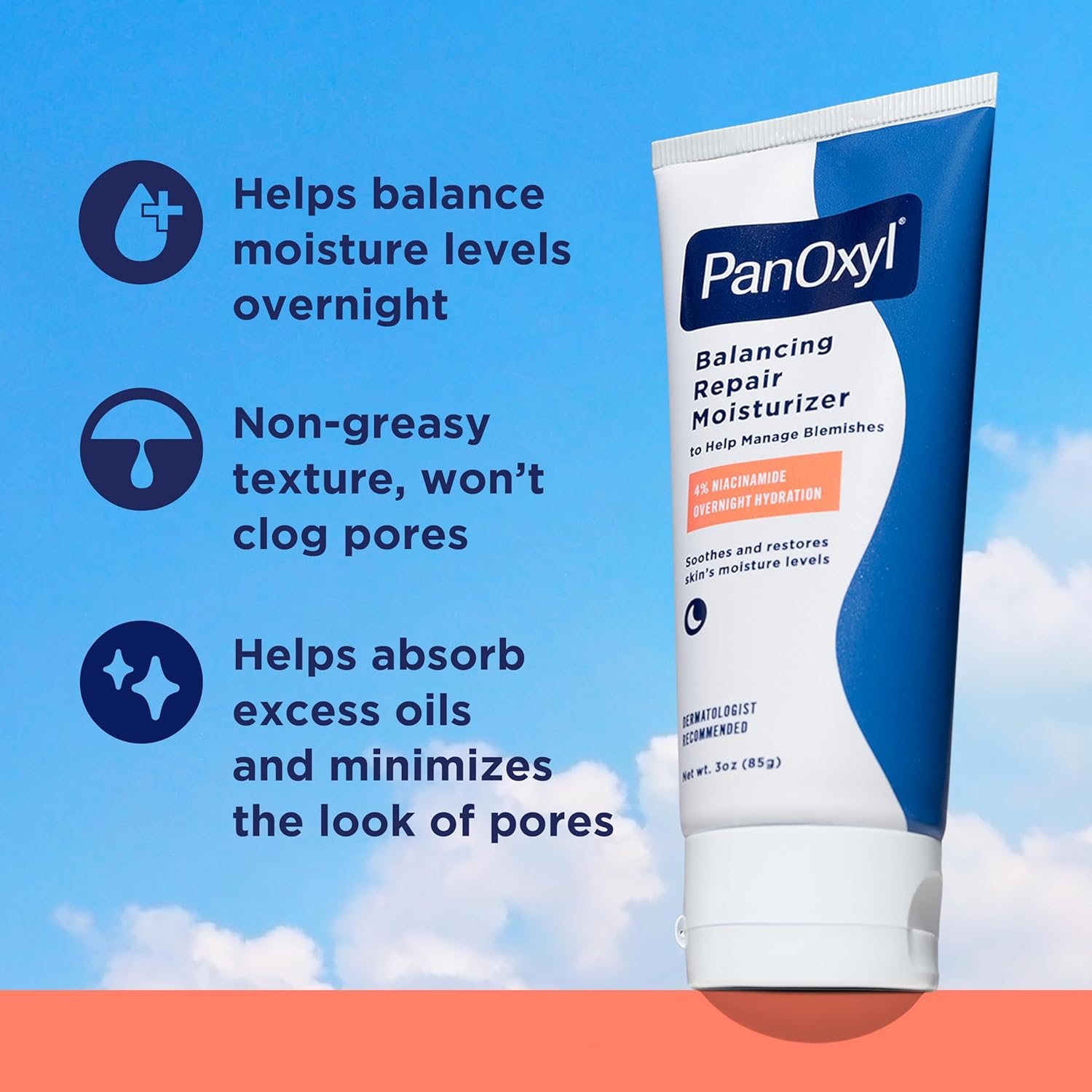 PanOxyl PM Balancing Repair Moisturizer with Niacinamide, Ceramides and Cica, Hydrating Face Moisturizer, Acne Prone Skin and Dry Skin, Non-Comedogenic Night Face Moisturizer, 3 oz - Image 3