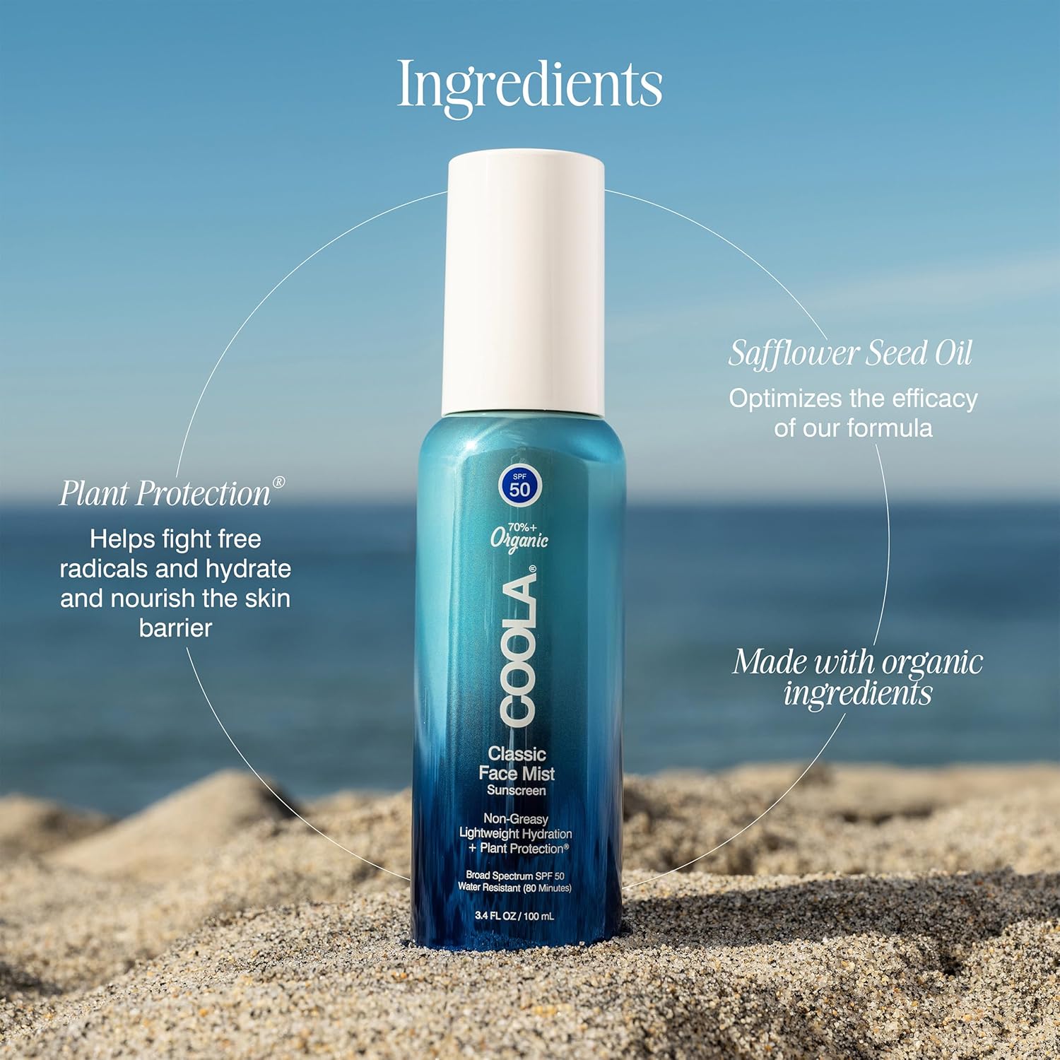 COOLA Organic Sunscreen SPF 50 Sunblock Face Mist, Dermatologist Tested Skin Care for Daily Protection, Vegan and Gluten Free, Natural Fragrance, 3.4 Fl Oz - Image 4